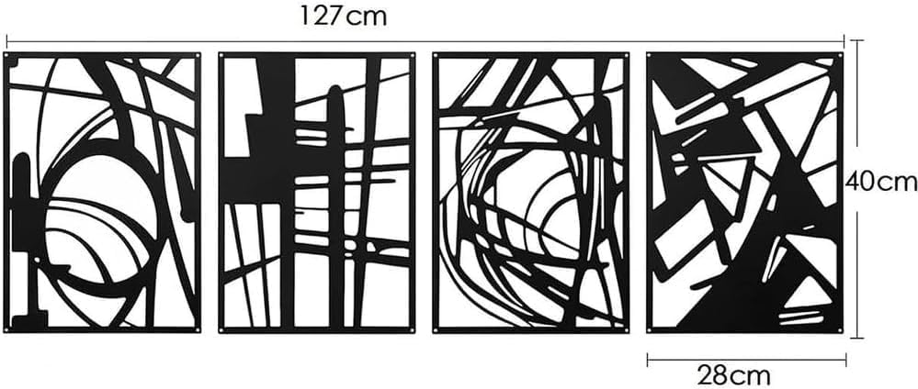 Forubar 4 Pack Black Abstract Metal Wall Art, 3D Textured Metal Wall Sculptures, for Living Room Bedroom Bathroom Study Room image number 5