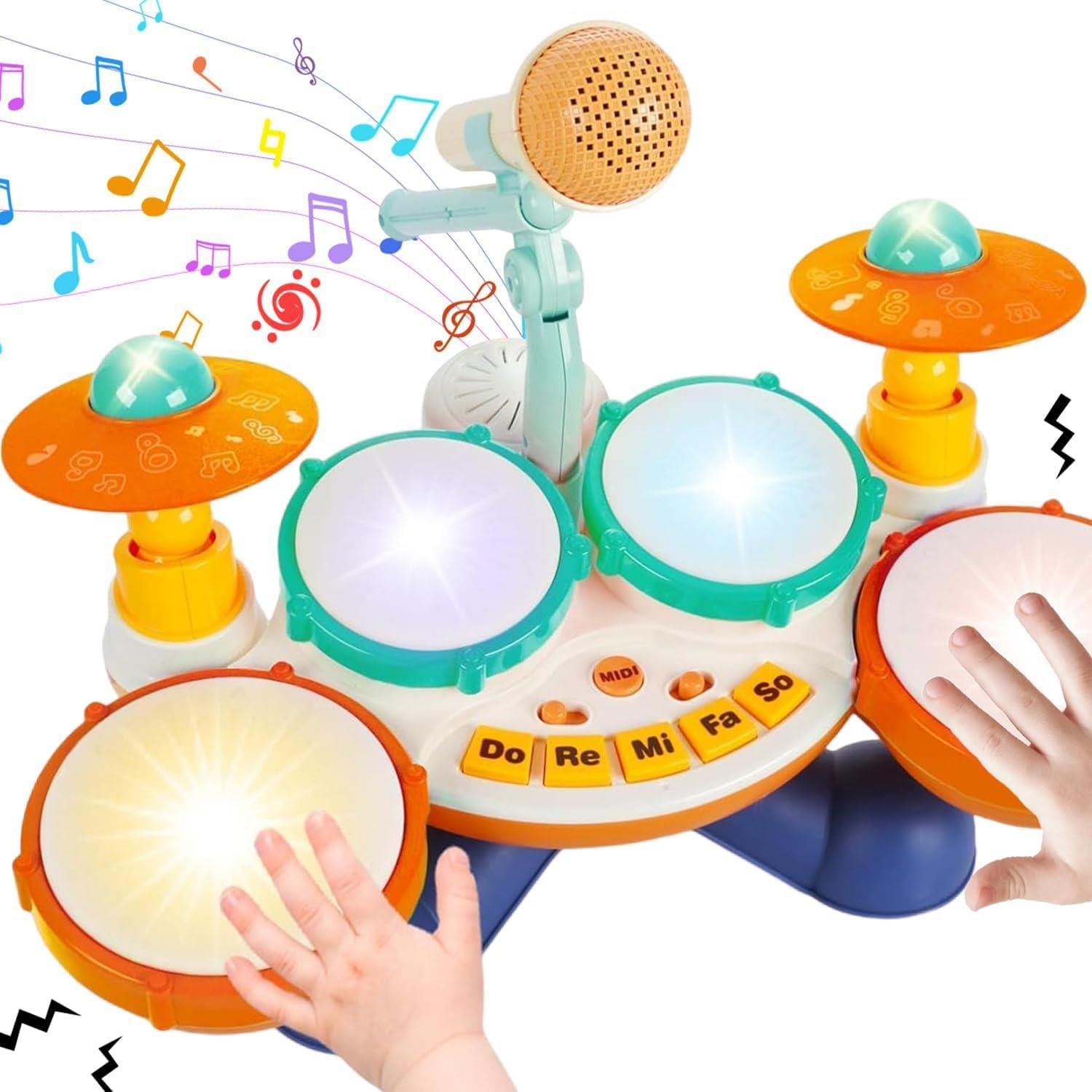 Kids Drum Set Baby Drums - Toddler Drum Set Ages 1-3 with Microphone Musical Instruments Piano Toddler Toys, Baby Drum Set for Boys Girls Gifts,Baby Musical Toys image number 3