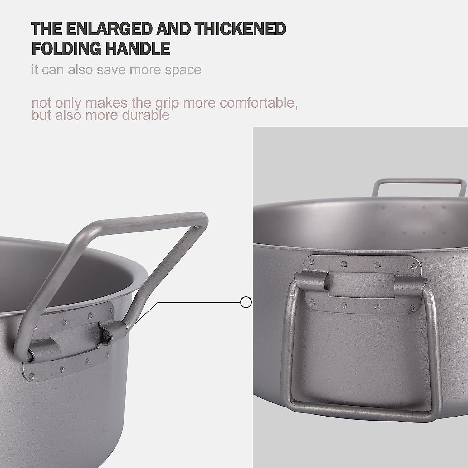 Boundless Voyage Outdoor Camping Titanium Pot 2L Stockpot with Lid Folding Handle Hiking Picnic Portable Big Capacity Soup Pot Home Kitchen Ti2054C image number 4