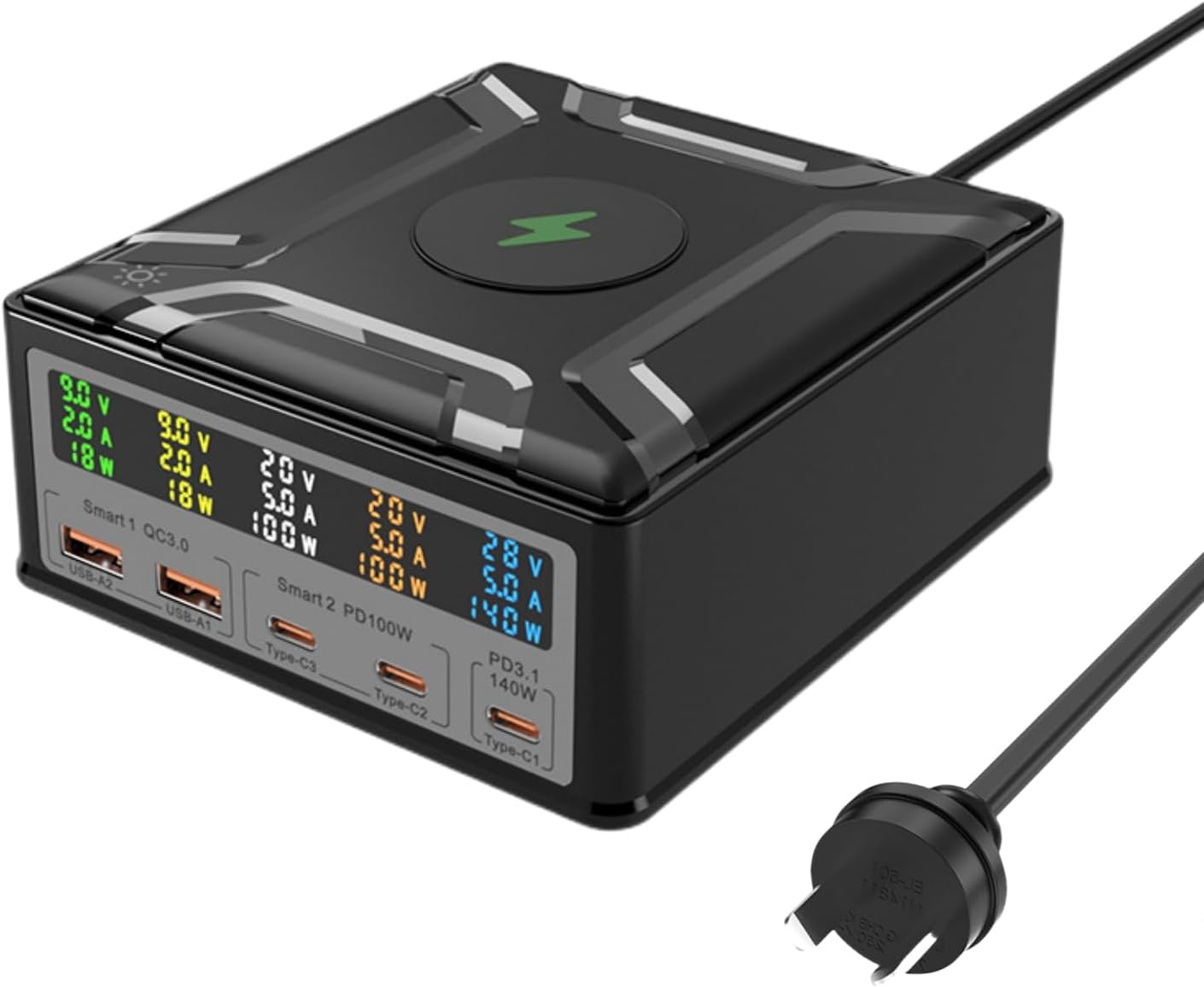 USB C Charging Station 260W, Support 140W Mac Book Pro 16 Fast Charge, Multiport USB C Charger Station 100W PD Laptop Charge Docking with 15W Wireless Charging for Macbook,Laptop,Ipad,Iphone,Samsung image number 5