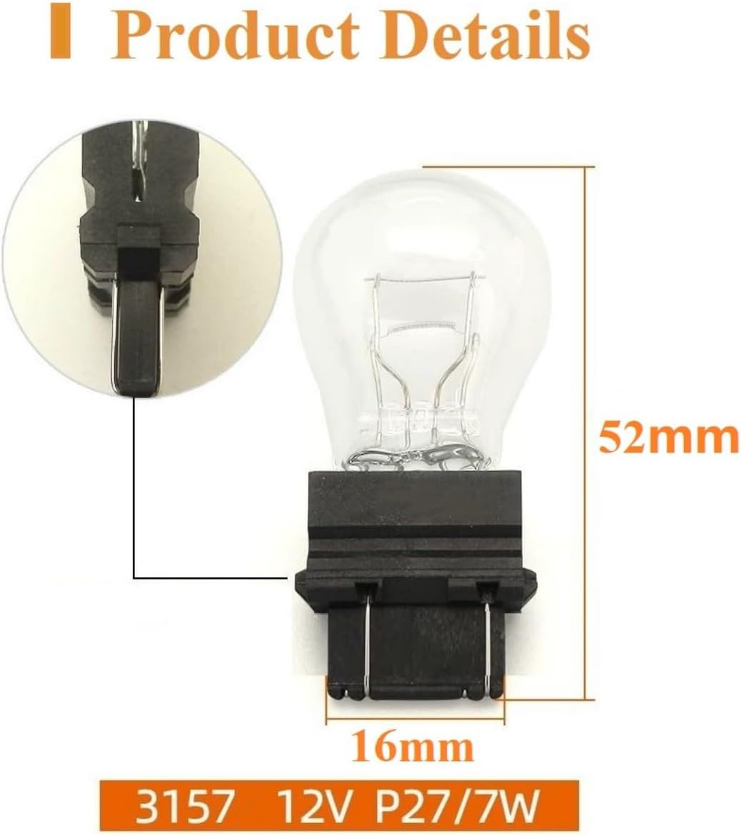 3157/3457 Tail/Brake Light Bulb/Turn Signal Bulbs(12V 27/7W 3000K) Fits for Jeep Grand Cherokee Wrangler Commander Compass Journey Primus Edge -(Pack of 2) image number 1