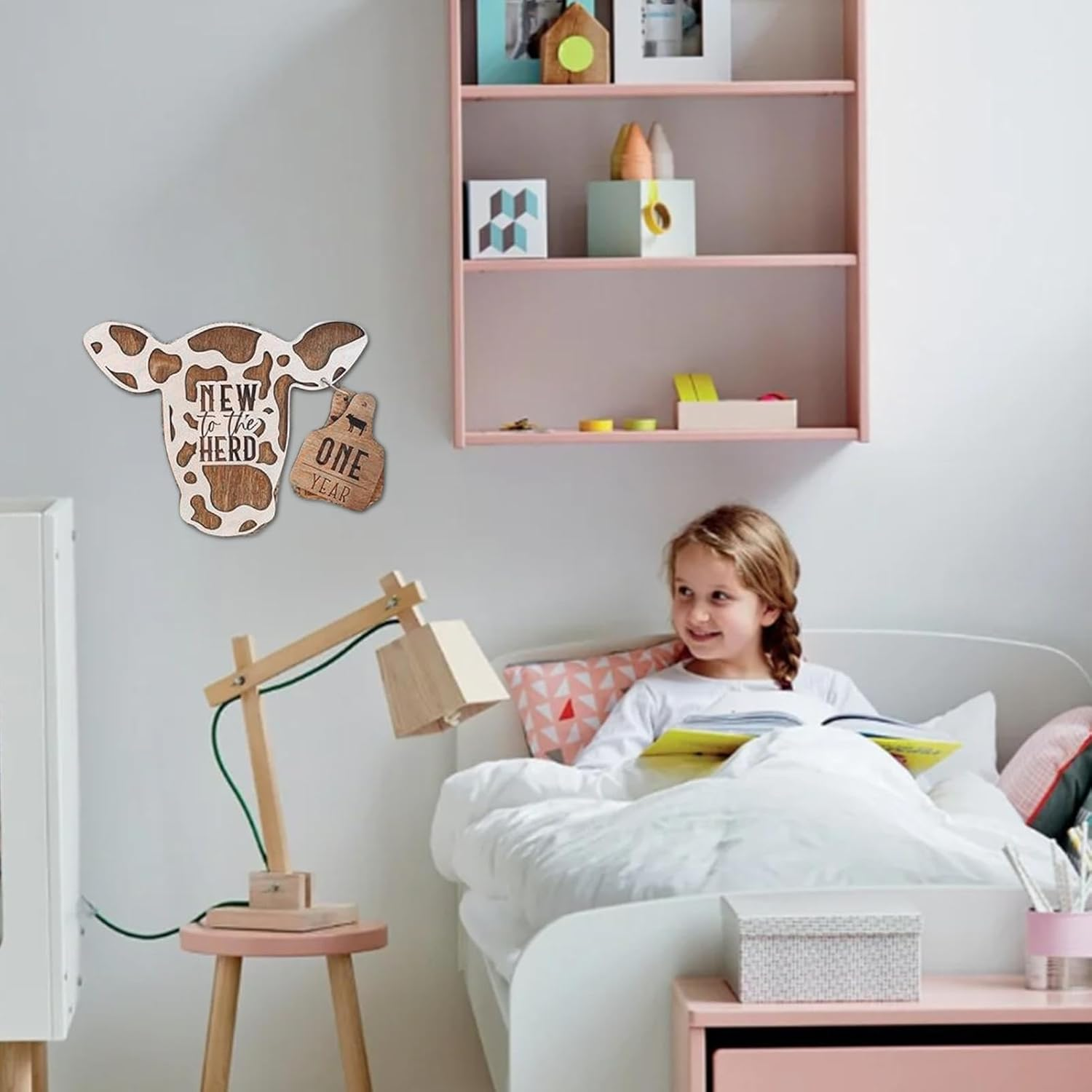 Mbiyhgta Highland Livestock Milestone Marker | Monthly Milestones for Toddlers Wood with CUET Label - 13 Pieces of Rustic Wood Herd image number 5