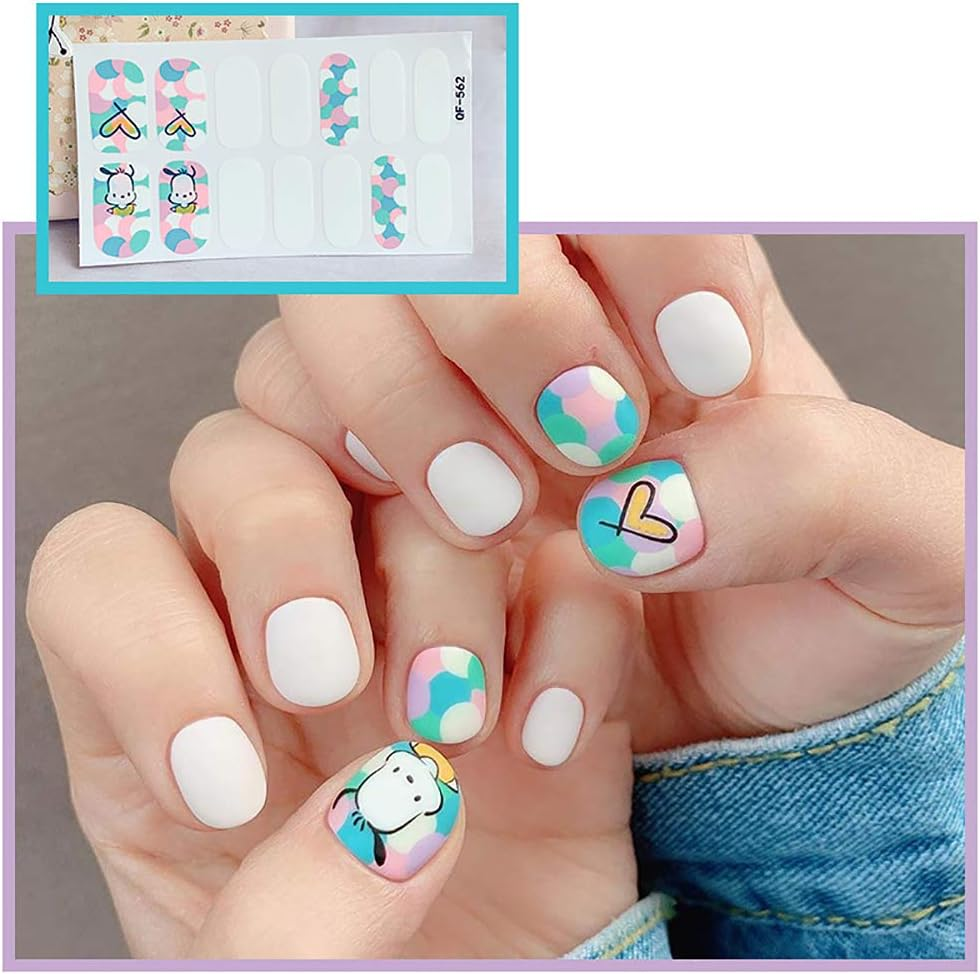 6 Sheets Cartoon Nail Art Stickers Bear Little Monster Frosted Nail Decals Beauty Accessories for Fingers image number 2