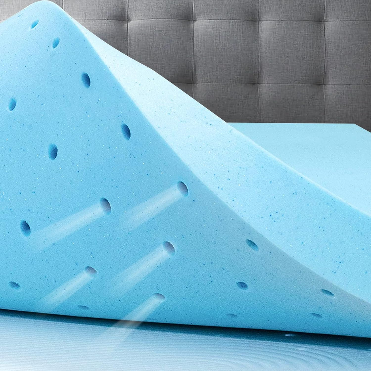 STARRY EUCALYPT Queen Size Memory Foam Mattress Topper with Cool Gel Infused, 60D Foam 5Cm Thick Bed Topper with Bamboo Fabric Cover Beddings, Highly Breathable Bedding Floor Mat Pad image number 4