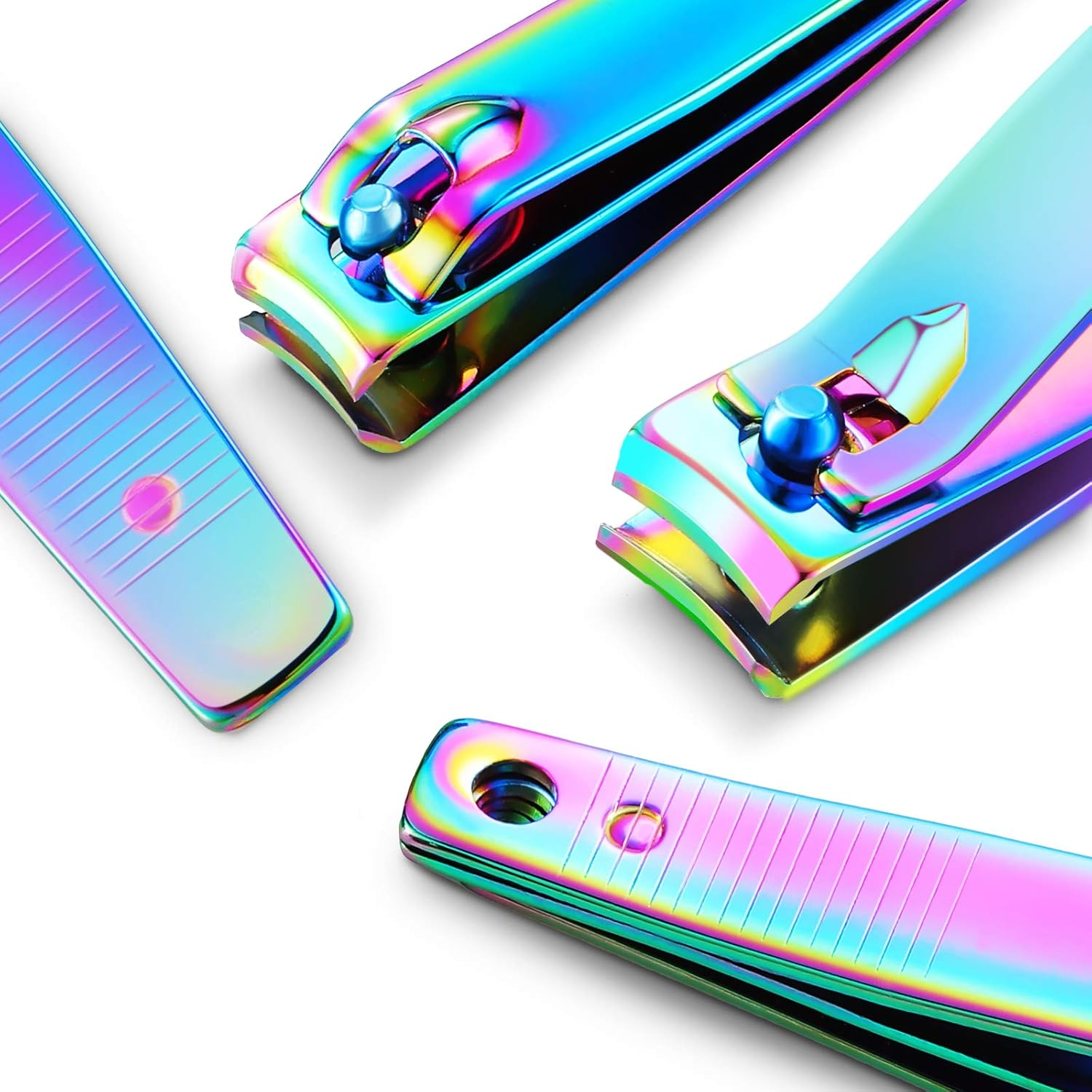6 Pieces Stainless Steel Nail Clipper Set Nail Cutter Portable Sturdy Nail Clippers Fingernails and Toenail Clipper Cutter for Women Men, Rainbow Color image number 4