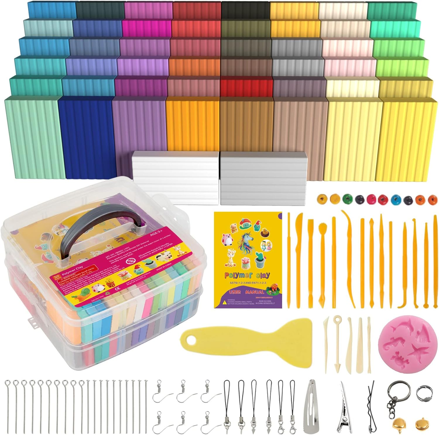 Aestd-St Polymer Clay Kits, 85 Colors Oven Bake Modeling Clay for Kids, Holiday Present for Children and Artists.