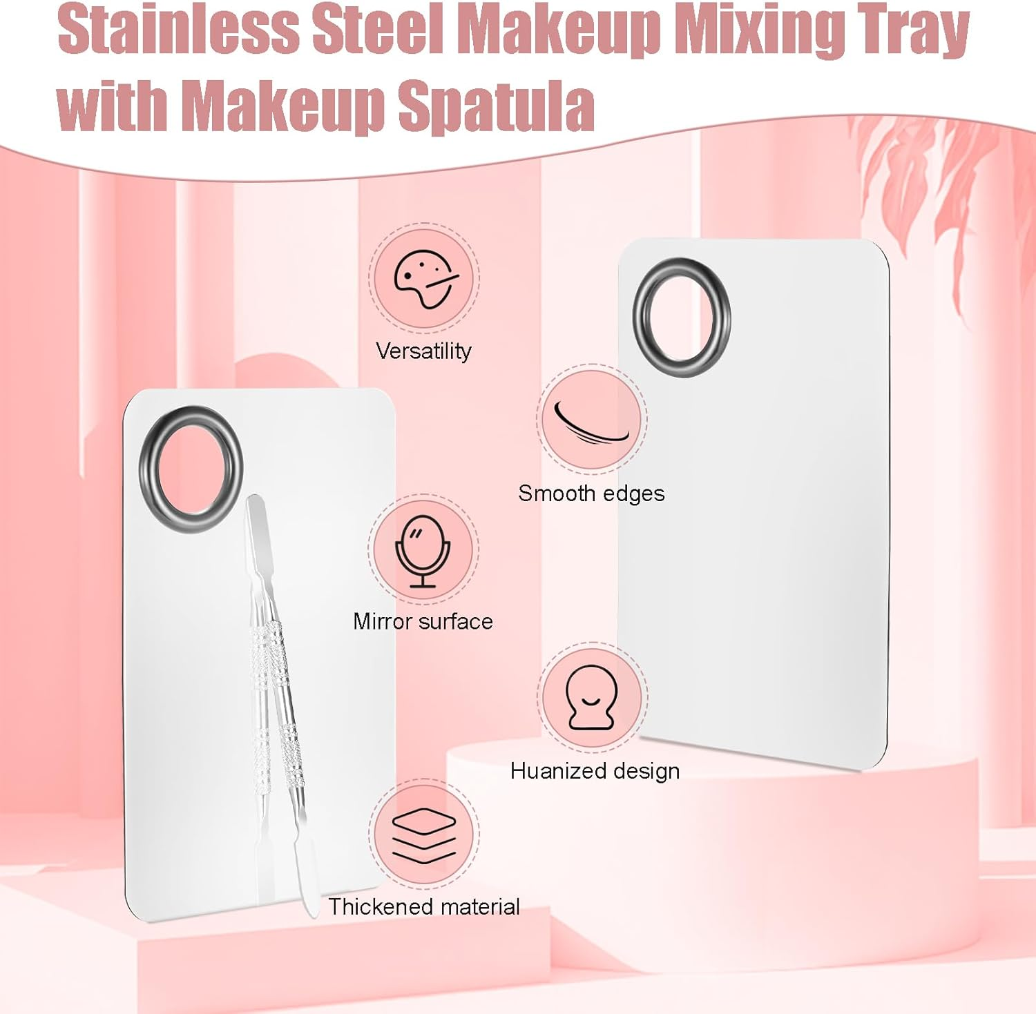 4 Pcs Makeup Spatula Korean Set, Spatula Makeup Korean Foundation Spatula, Stainless Steel Cosmetic Makeup Palette, Korean Makeup Spatula, Makeup Mixing Palette Cosmetic Spatula Skin Care Spatula Tool image number 2