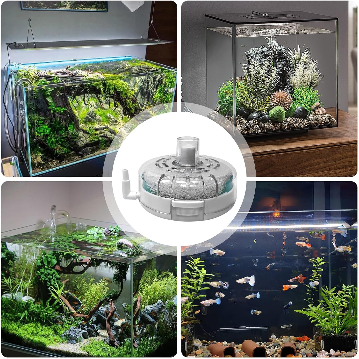 Mini Aquarium Filter | Small Fish Filter | Purifier Pump Aerator for Terrarium Saltwater Breeding Turtle Pond Shrimp Applications image number 3