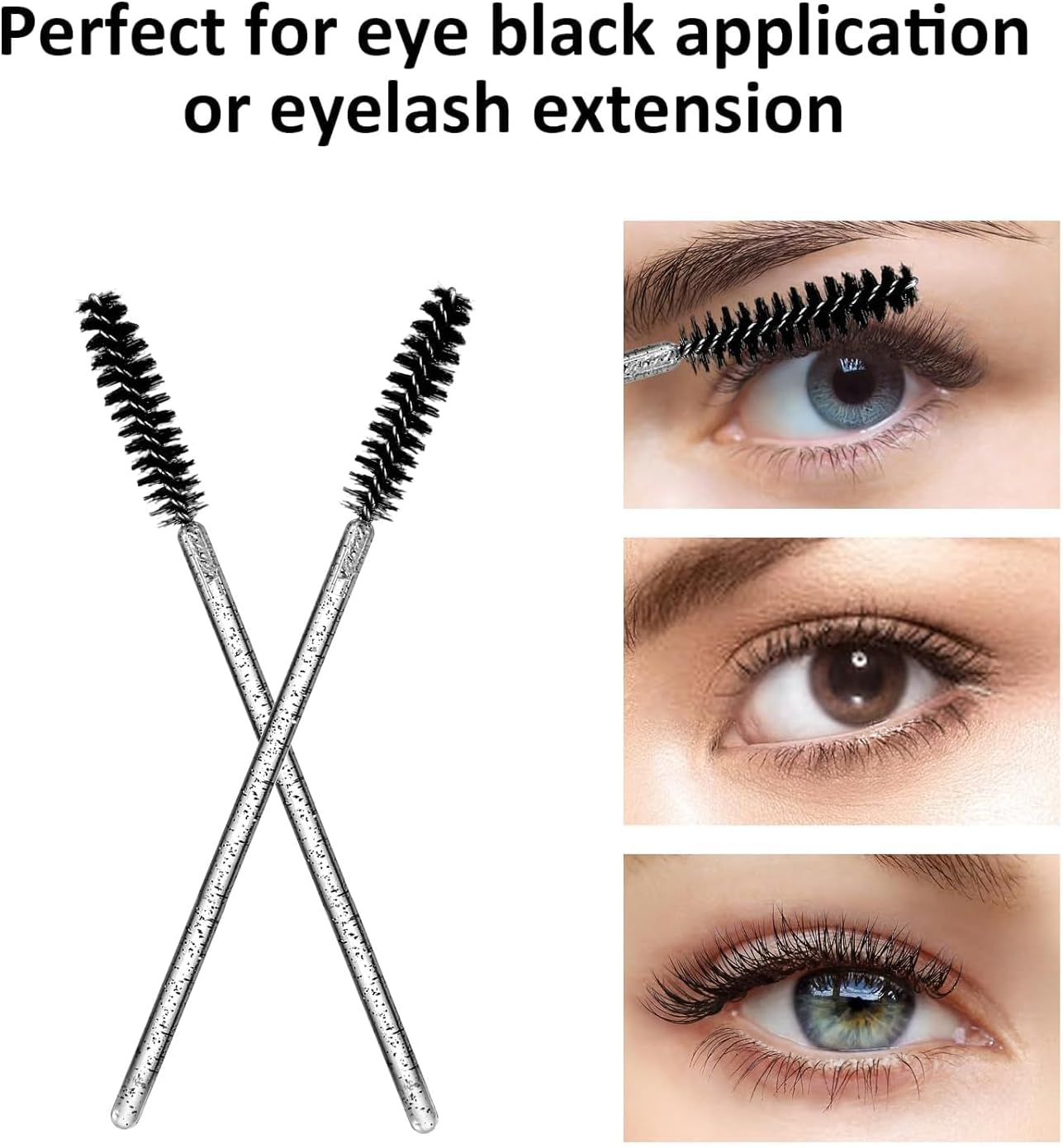 50 PCS Disposable Mascara Brushes Disposable Makeup Brush with Container Mascara Wands Makeup Brushes Applicators Kits for Eyelash Extensions and Eyebrow Brush (Crystal Black) image number 5