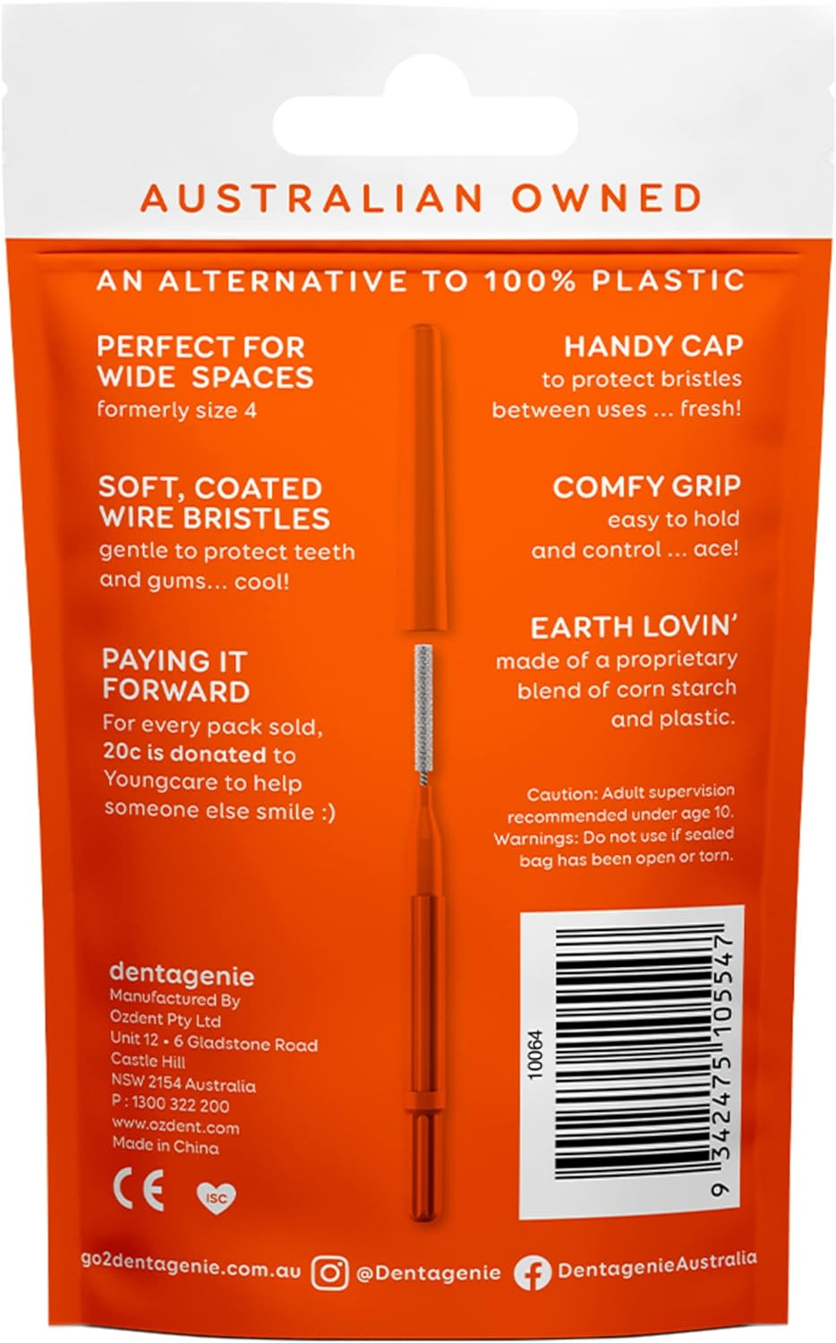 GO2 Dentagenie Dental Brush WIDE (Orange) 12Pk image number 5