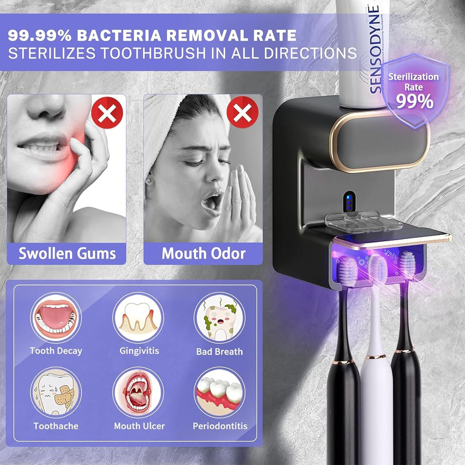 Heyinova Automatic Toothpaste Dispenser,Wall Mounted Electric Toothpaste Dispenser with 3 Toothpaste Slots,Toothpaste Dispenser for Kids and Adults (Black)