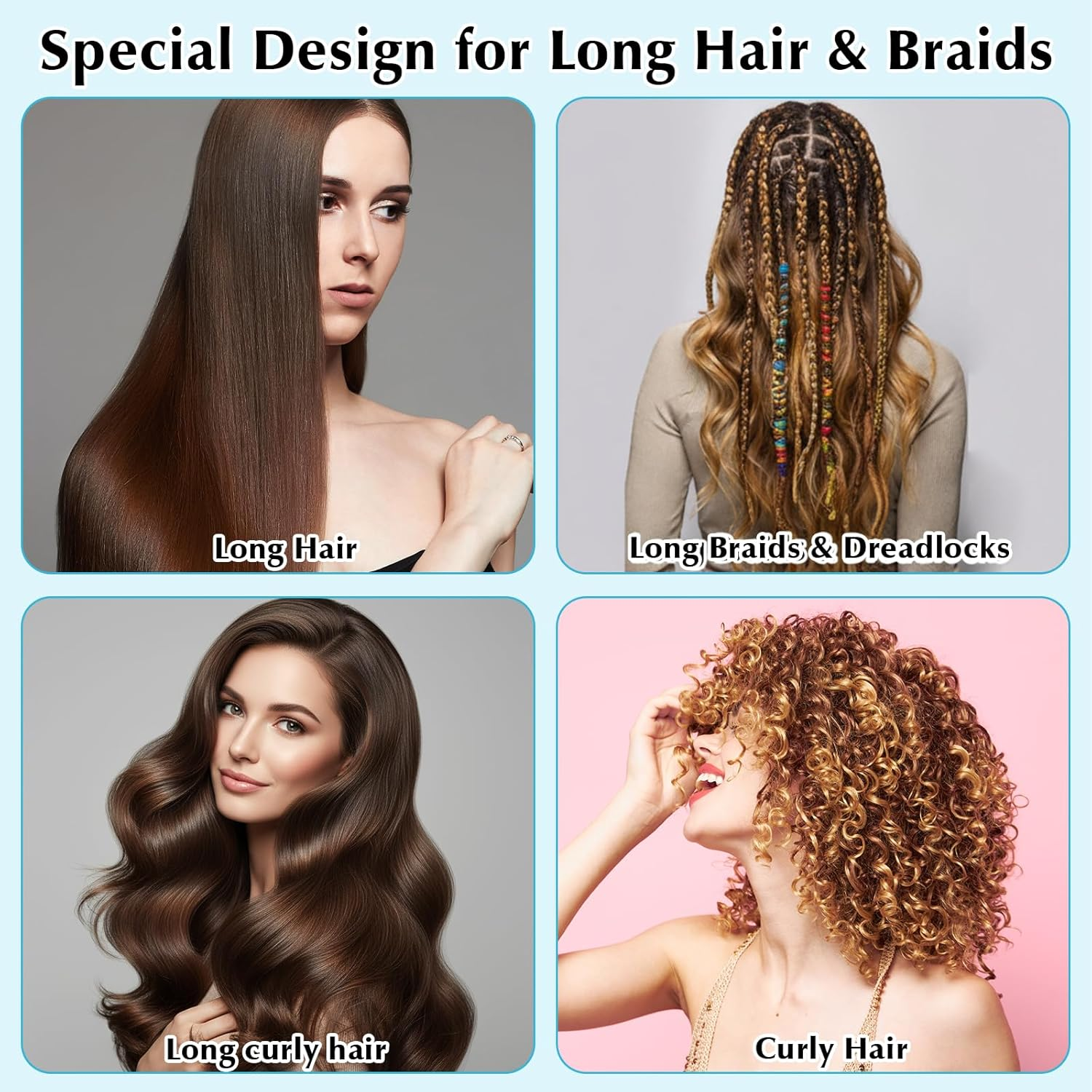 2 Pack Extra Large Shower Caps for Braids, Long Hair & Locs, Waterproof Hair Bonnets for Dreadlocks with Adjustable Drawstring (Pink, Light Blue) image number 5