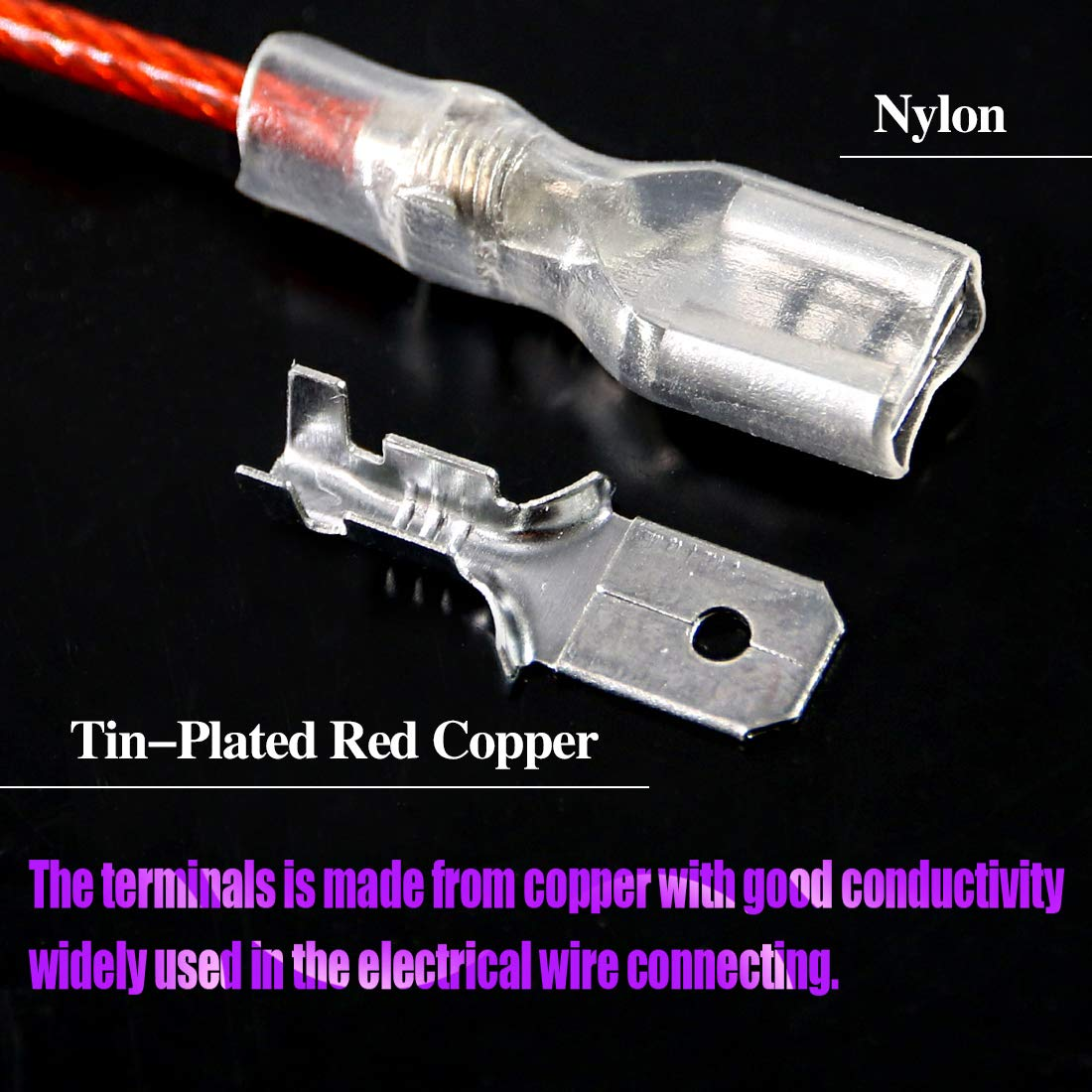 315Pcs 2.8/4.8/6.3Mm Male and Female Spade Quick Connectors Wire Crimp Terminal Block with Insulating Sleeve Assortment Kit Perfect for Electrical Wiring Car Audio Speaker image number 6