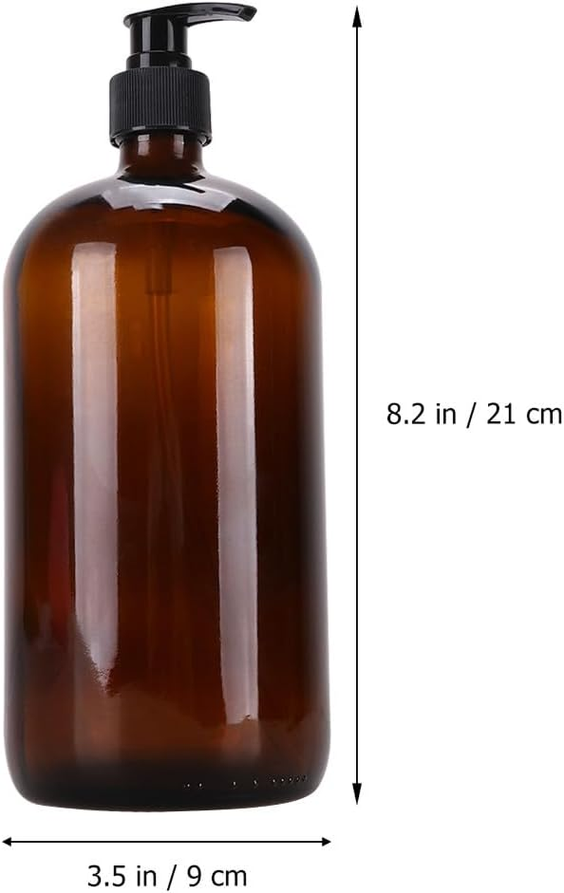 Iplusmile Brown 1000Ml Glass Cosmetics Bottle Pump Dispenser, Portable Refillable Emulsion Sub Bottle for Travel and Home Storage image number 5