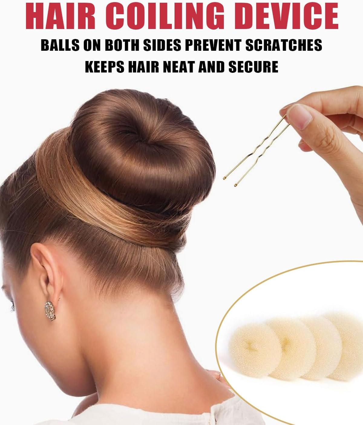 KGDUYC 32-Piece Doughnut Styling Hairdressing Tools Set, Hair Styling Aids Set, Doughnut Hair Bun Weaving Aids Bun Pillow for Children, Girls, Women image number 4