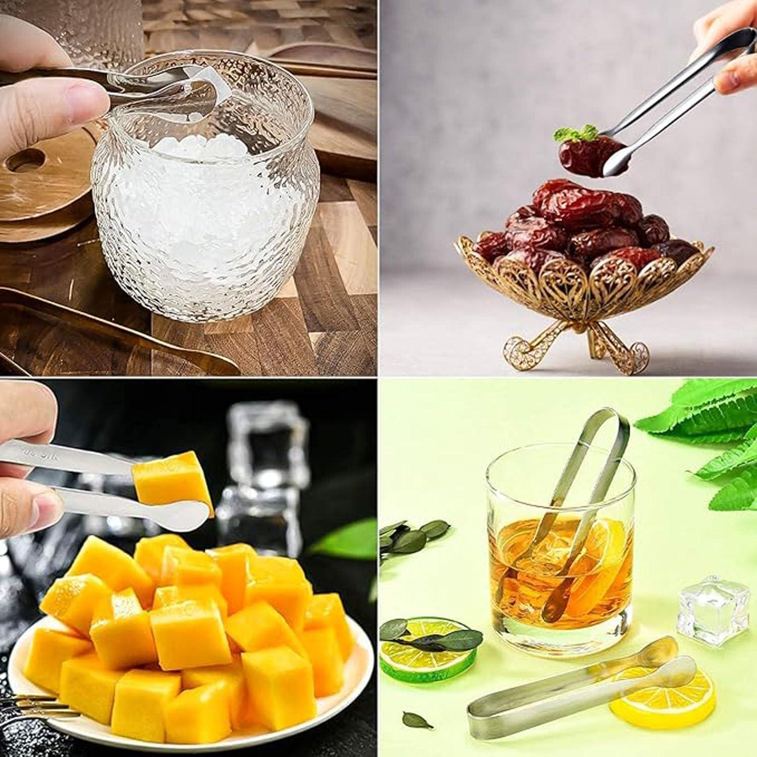 6Pcs Mini Small Tiny Tongs,4.25Inch Stainless Steel for Serving Food, Durable Kitchen Metal Tongs for Ice, Salad, Toaster, Desserts, Appetizers and Charcuterie Board (Silver) image number 5