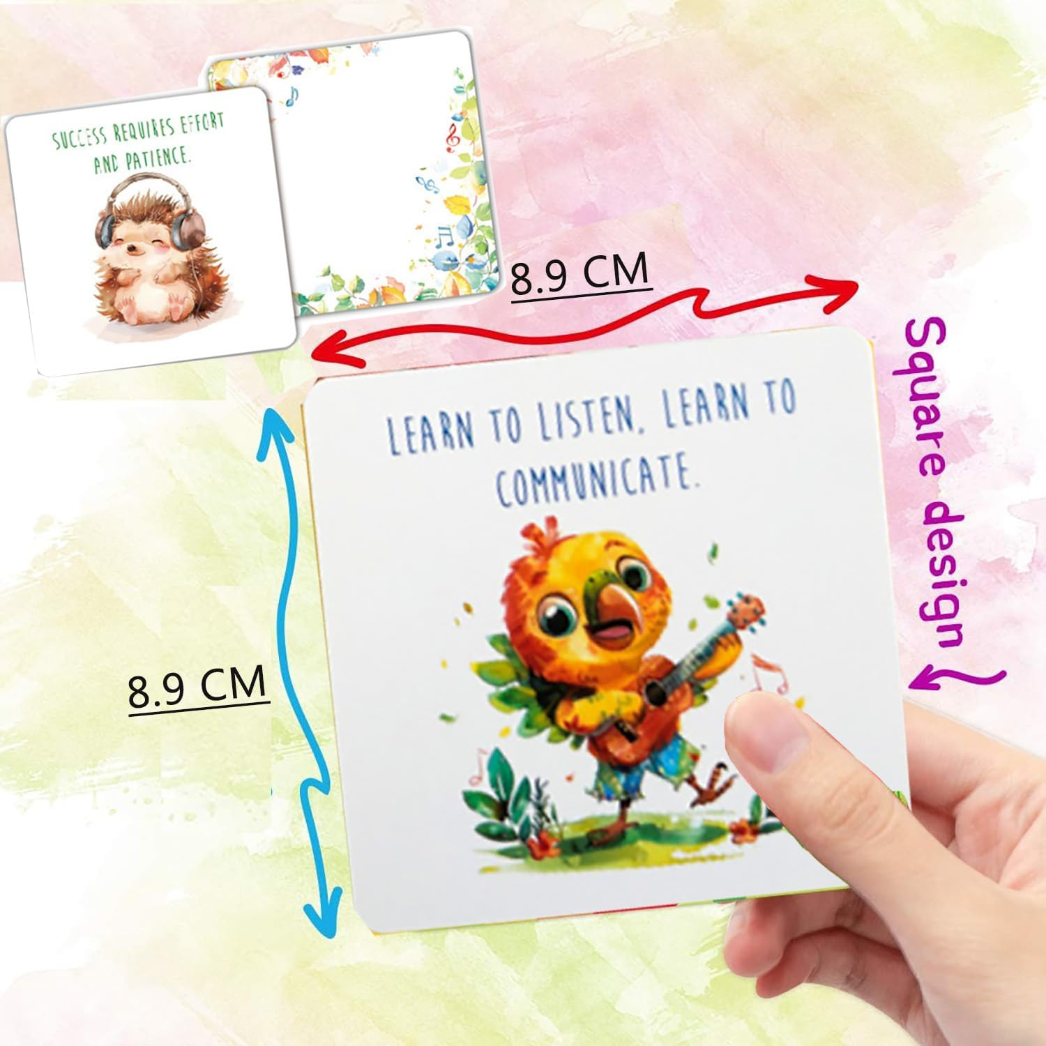 60 Pcs Motivational Cards, Affirmation Cards, School Lunch Box Notes, Inspirational Quote, Motivational Quotes Card, Pocket Size Double Sides Positive Card for Kids Children - Cartoon Animal image number 1