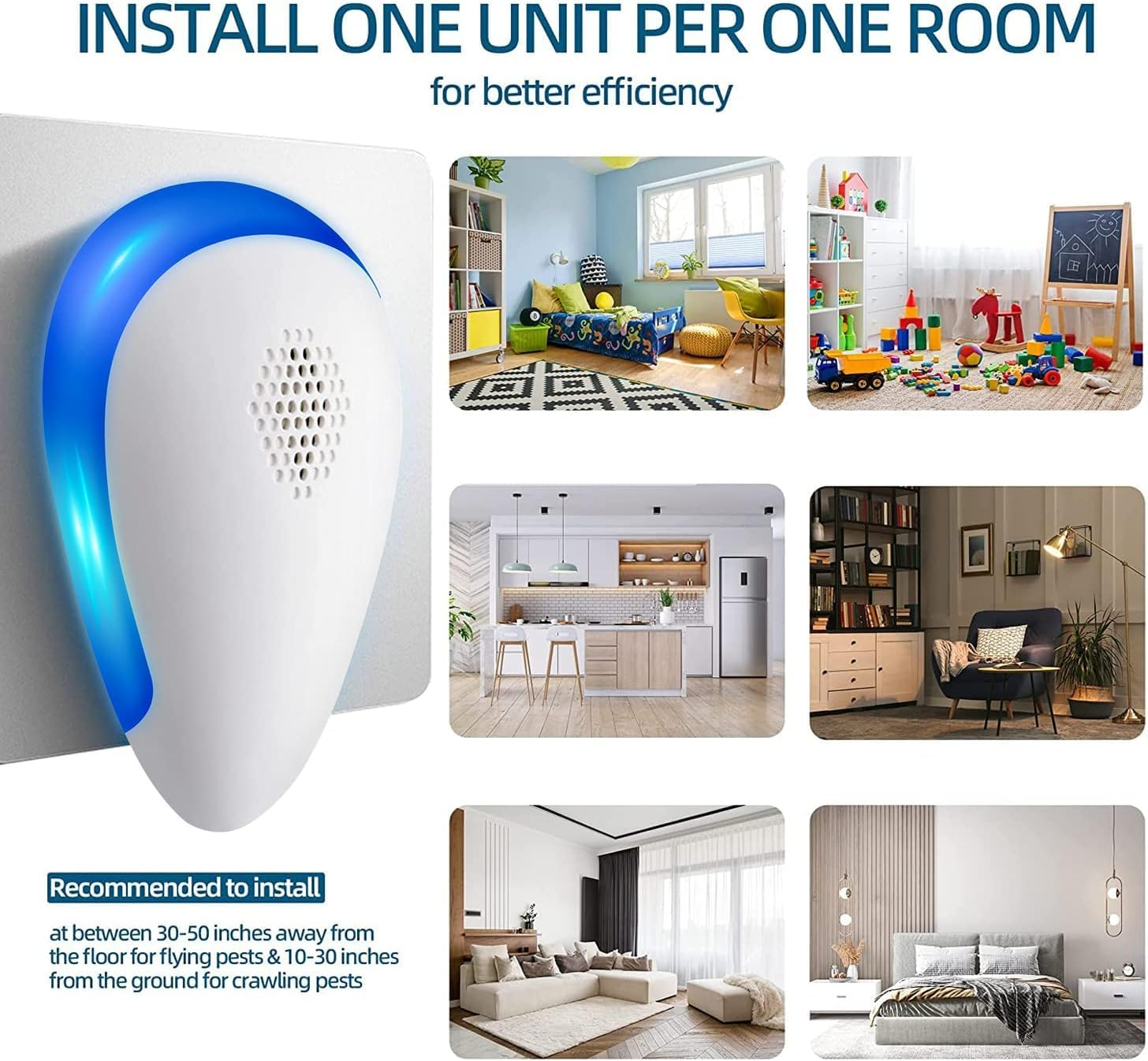 Lickoon - 6 Packs Ultrasonic Pest Repeller, Electronic Indoor Pest Repeller, Pest Control for Insects, Cockroaches, Mice, Spiders, Ants, Insects, Insects image number 4