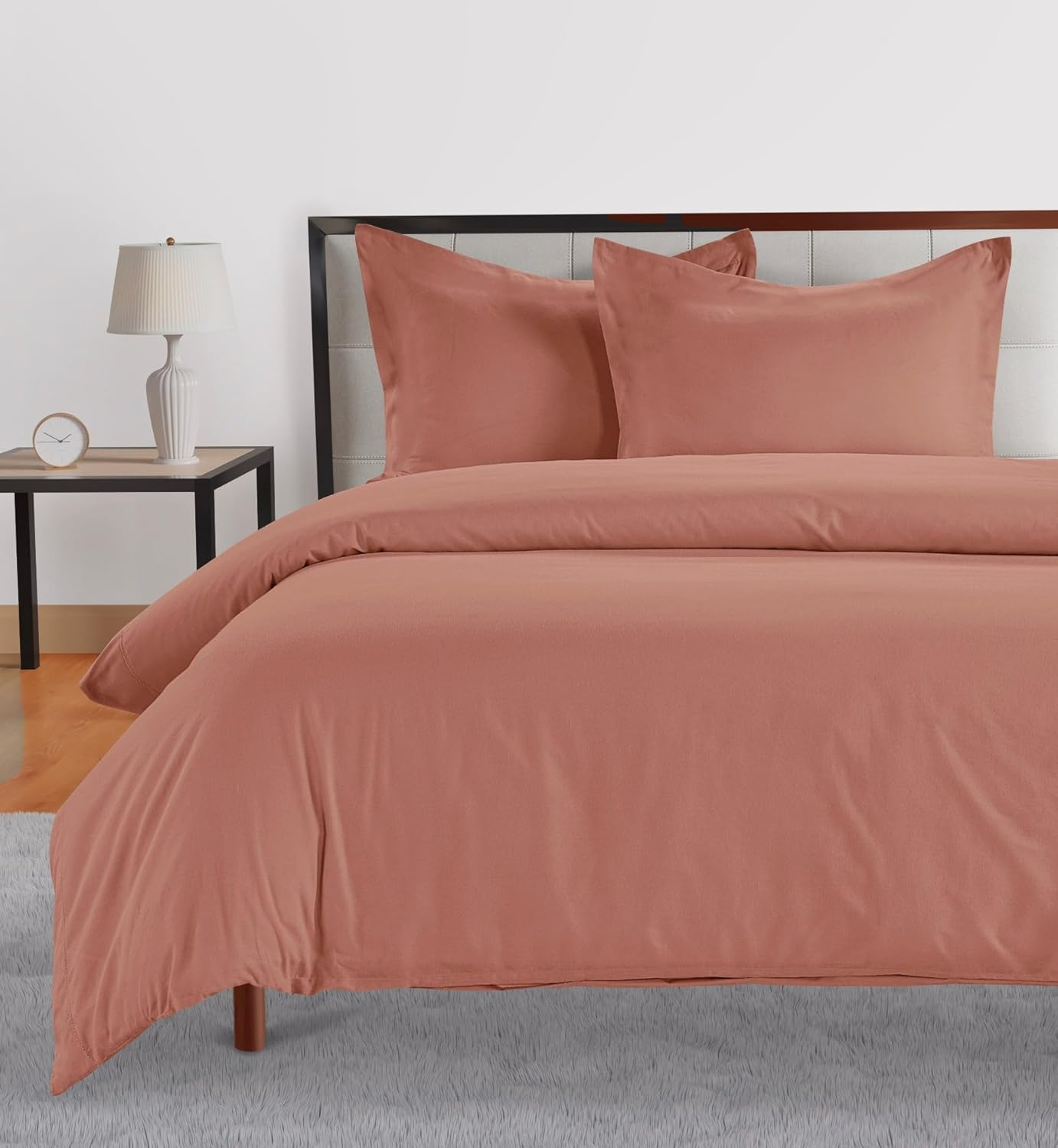 Lane Linen 100% Organic Cotton Duvet Cover 3-Piece Set (1 Duvet Cover, 2 Pillowcases), Rose Dawn, Queen Quilt Cover image number 4