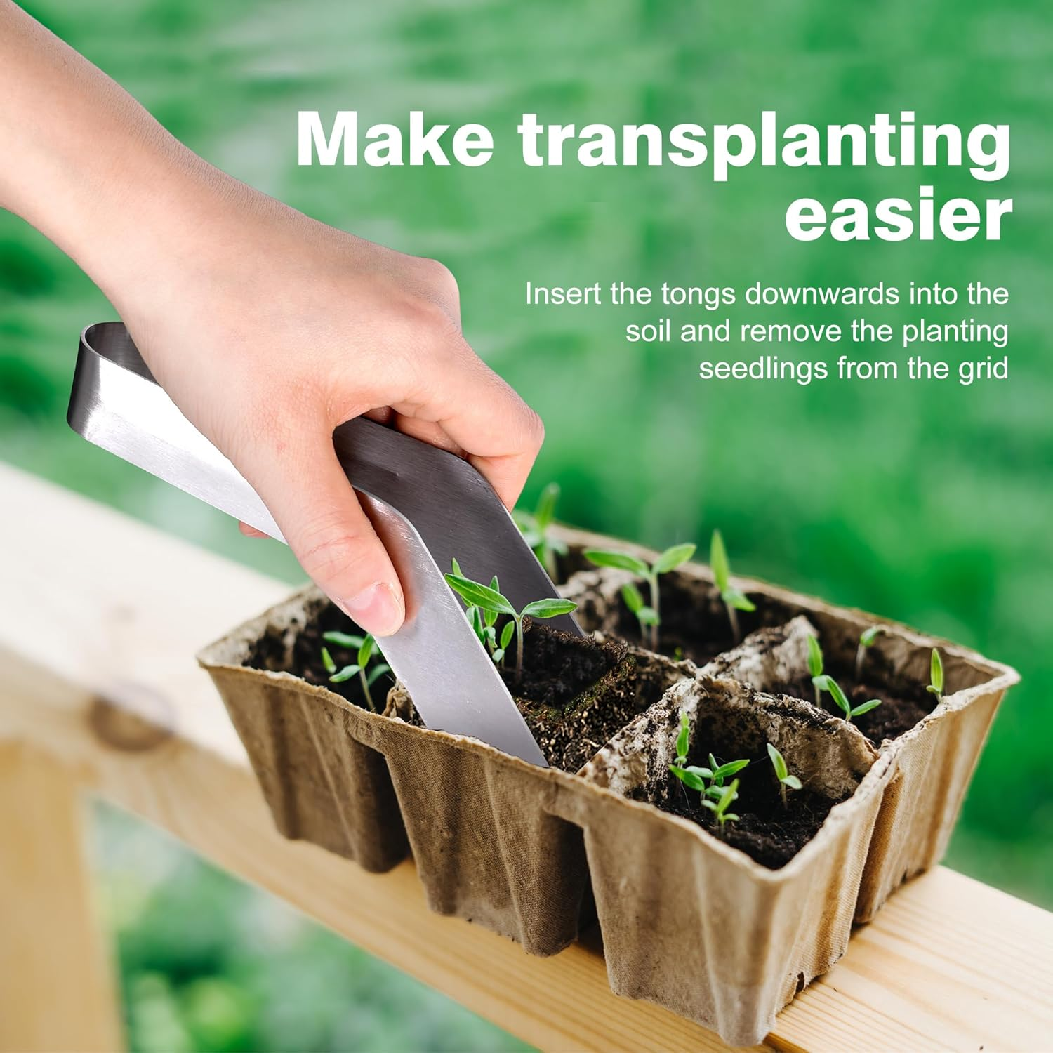 2 Pcs Seedling Transplant Tongs- 6.7 Inch Stainless Steel Gardening Plants Transplant Tongs- Seedling Remove Transplant Pliers for Reducing Root Damage