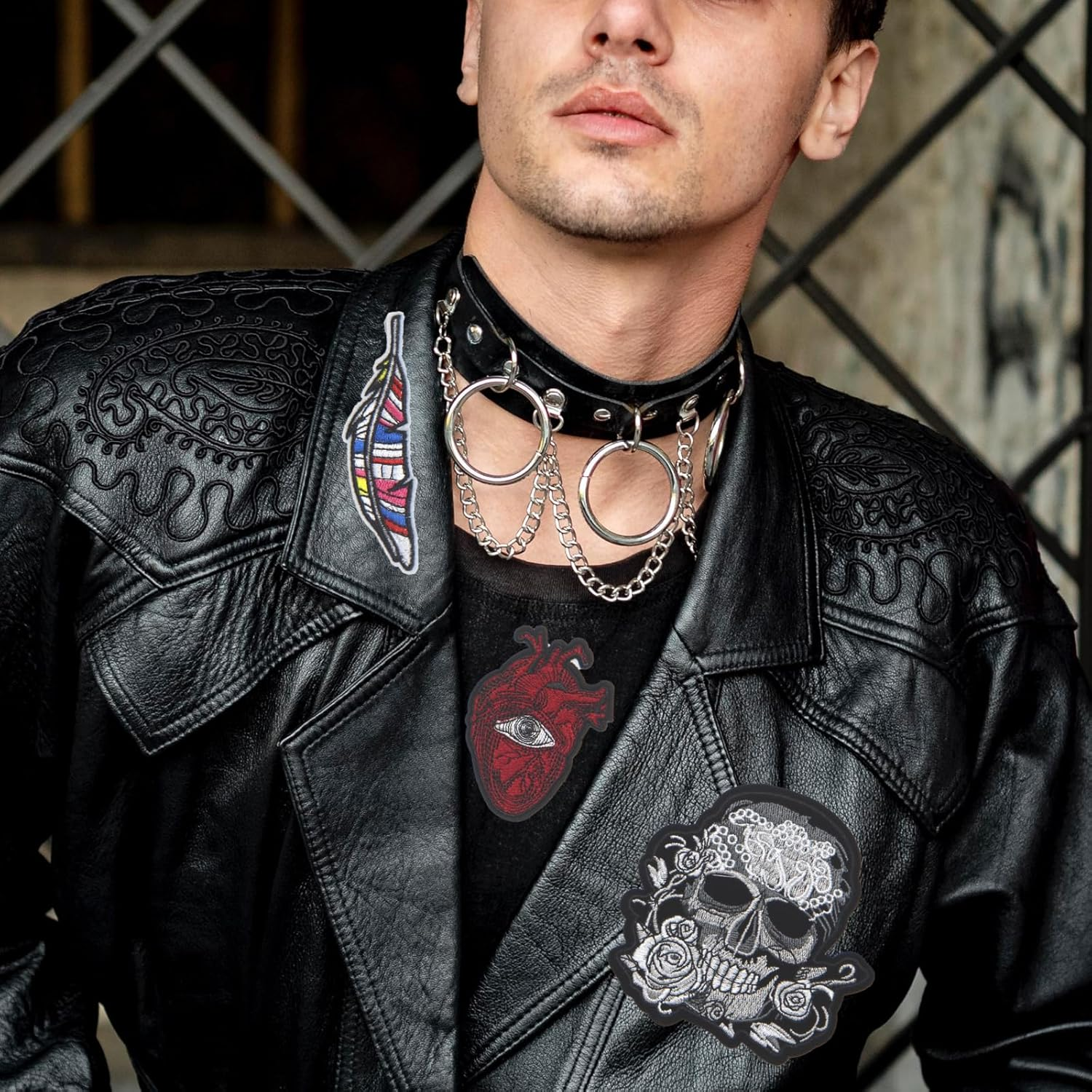 15PCS Punk Skull Iron on Patches, Scary Bone Finger Eyes Hearts Embroidered Repair Patches for Clothes, Cross Butterfly Applique for Hats, Jeans, Jackets, Bags, Backpacks, Dress, Shoes image number 2