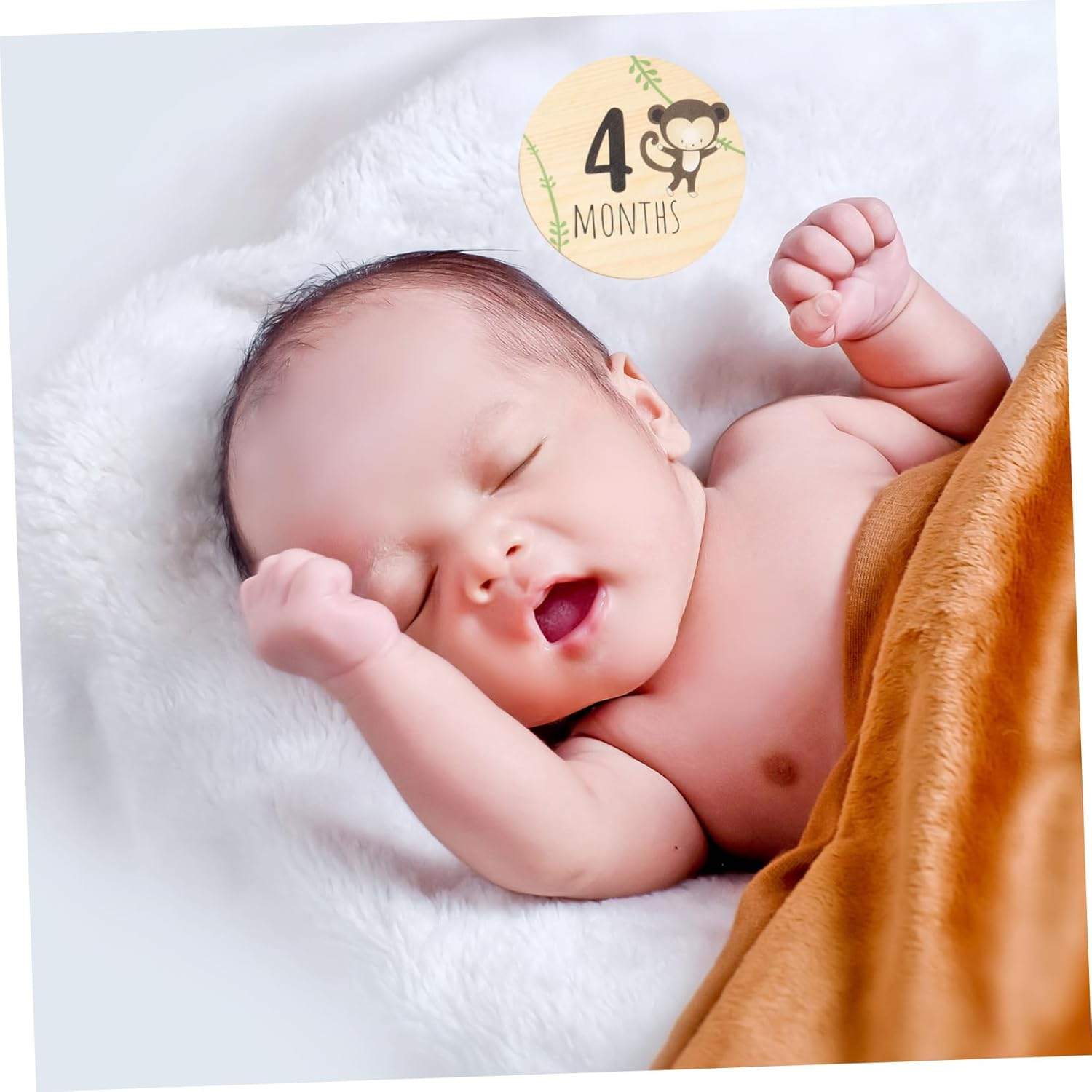 Toddmomy 7Pcs Wooden Milestone Cards Monthly Milestone Discs for Newborn Photography Creative Announcement Signs Safe and Smooth Design for Unique Growth Moments image number 1