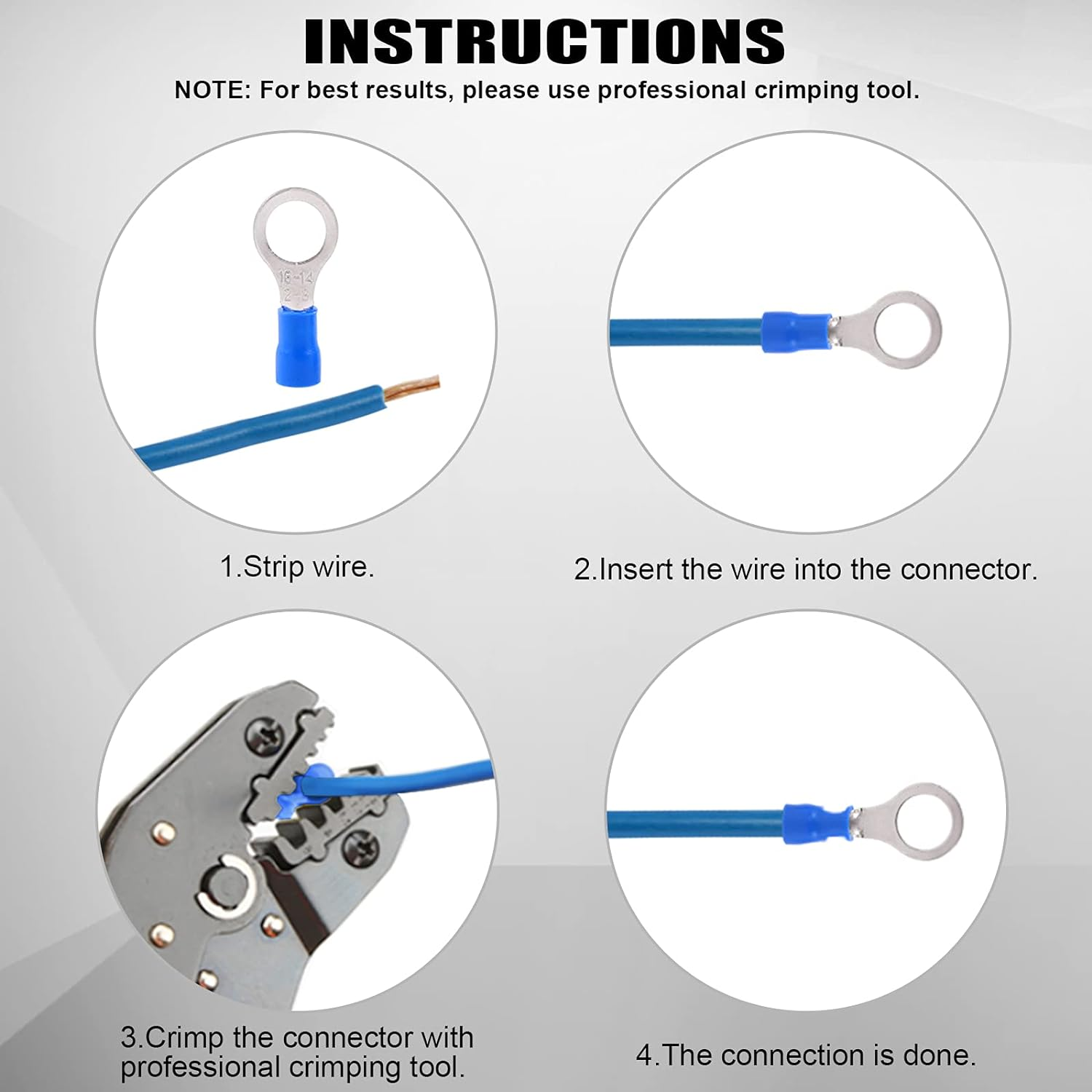 Glarks 355Pcs 22-16/16-14/12-10 Gauge Mixed Quick Disconnect Electrical Insulated Butt Bullet Spade Fork Ring Solderless Crimp Terminals Connectors Assortment Kit image number 6