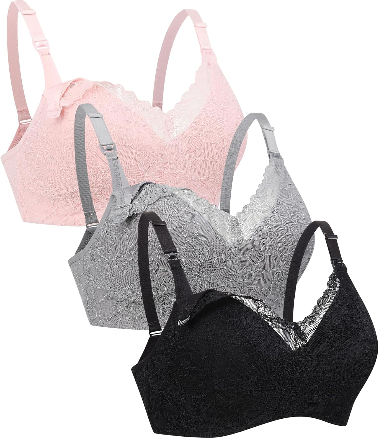 Suekaphin Lace Nursing Bra Wire-Free Fixed Cups for Maternity Breastfeeding Postpartum Women for Nursing Everyday Comfort