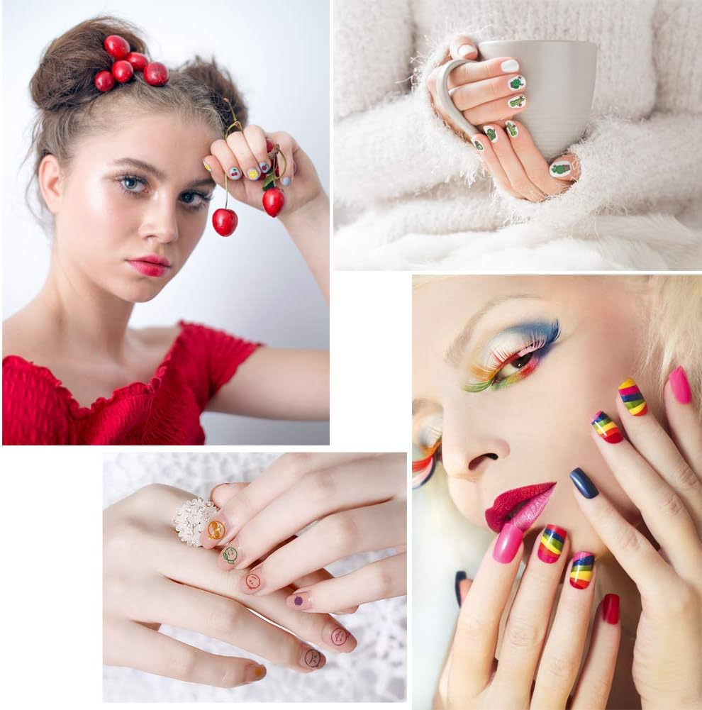 Fanoshon Cute Nail Decals Stickers for Women Girls Kids 200+ PCS, Self Adhesive Nail Tip Manicure Peduicure for Fingernails Toenails Fake Nails, Birthday Party Favors Christmas Stocking Stuffer image number 5