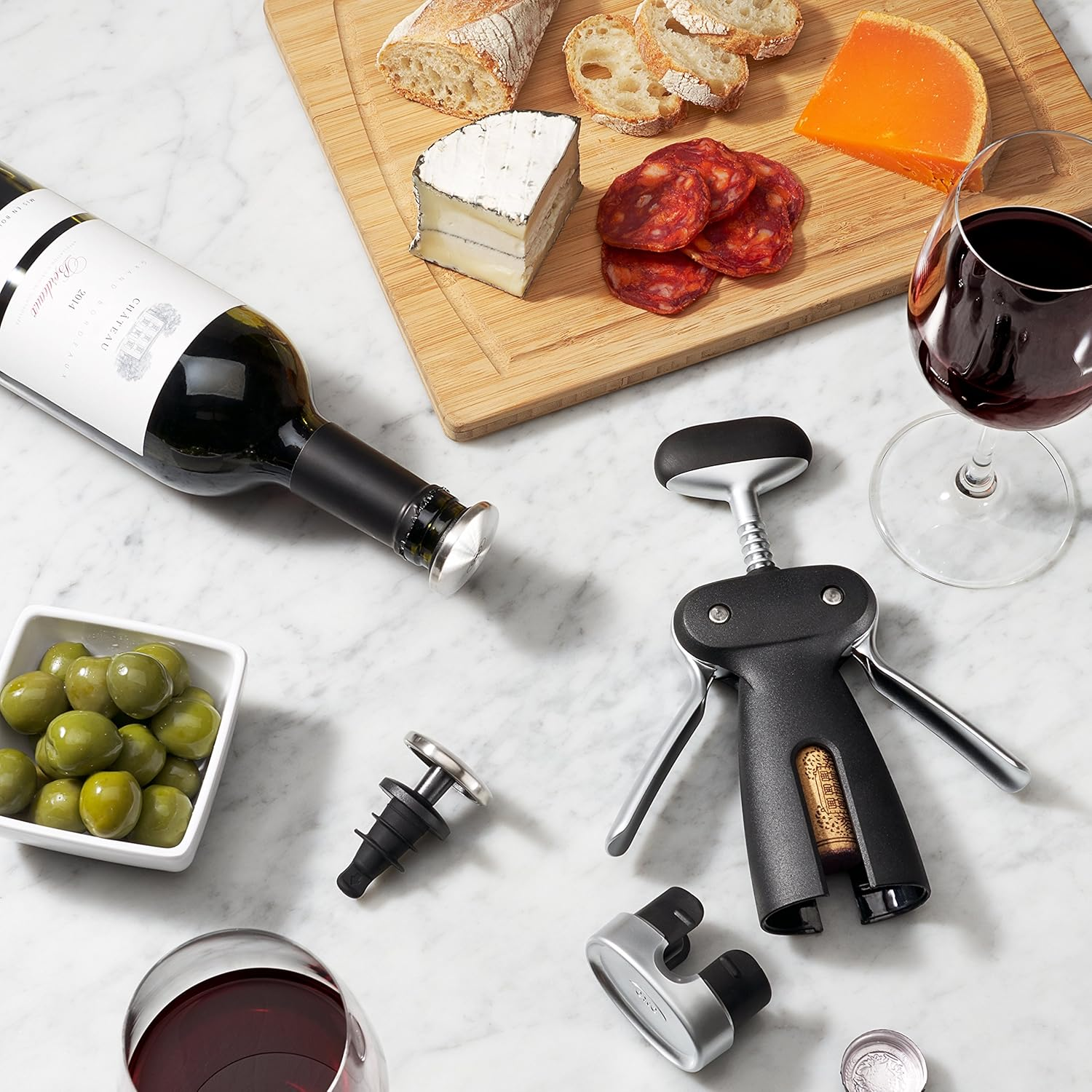 OXO Good Grips Steel Corkscrew with Removable Cutter 10.67 Cm*6.86 Cm*6.86 Cm Black image number 1