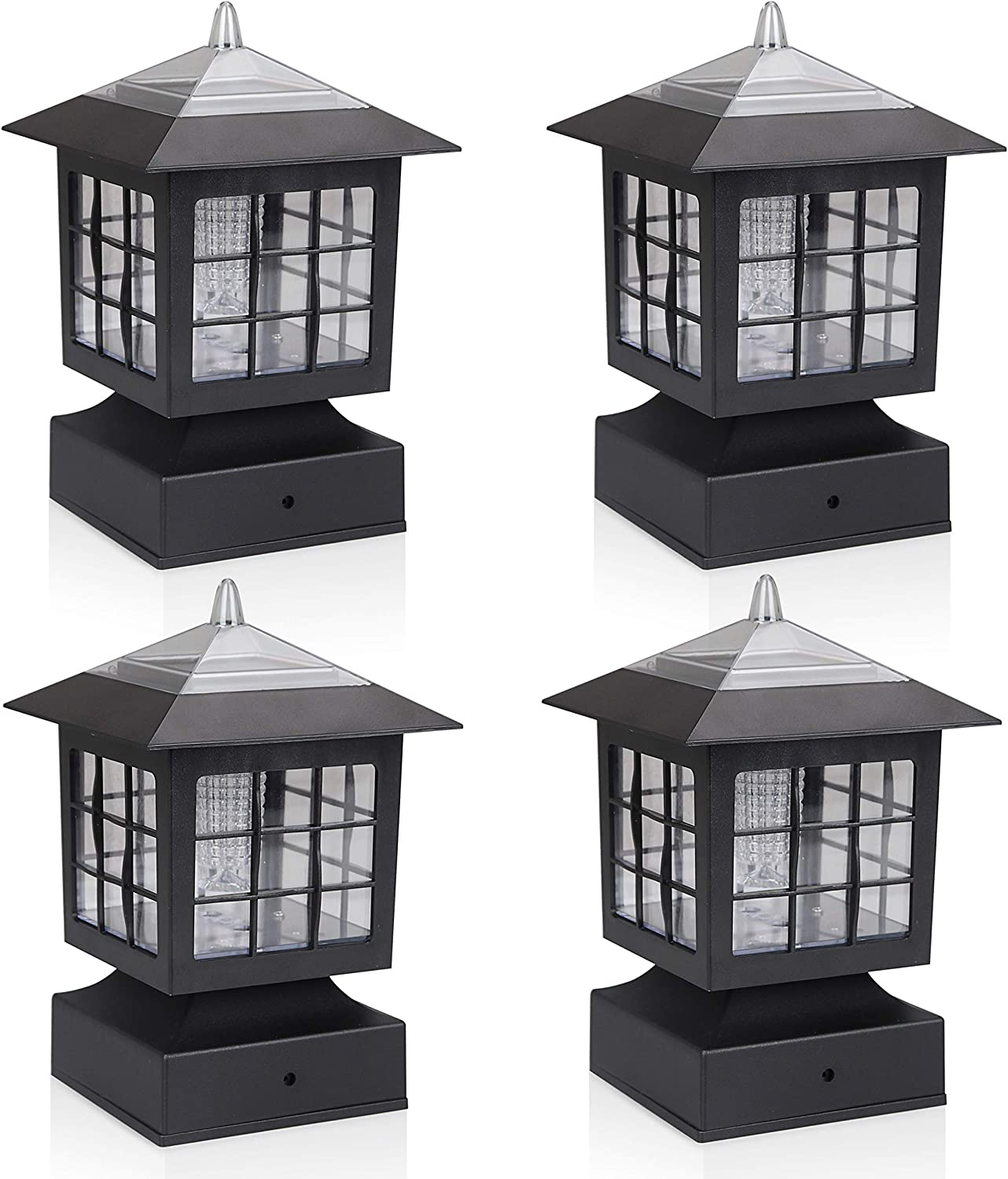 Post Solar Fence Light Solar Deck Light Solar Post Cap Light Solar Patio Light 15 LUMENS KS101AX4 Fit for 3.7X3.7 Regular Fence Posts or with Included Adaptor Fit for Bigger Flat Surface image number 4