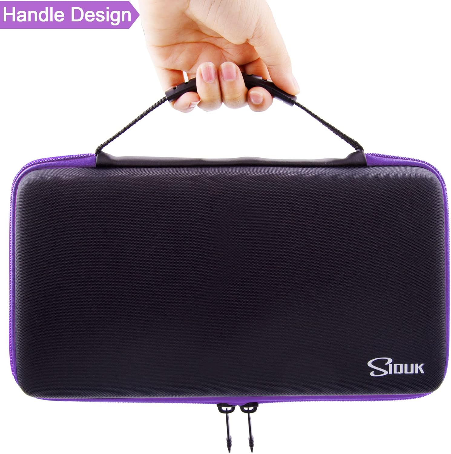 SIQUK Dice Case DND Dice Box Dice Storage Case Dice Organizer Holder with Handle Removable Slotted Tray Holds 8 Sets DND Dice for Dungeons & Dragons and Other RPG Table Games, Violet, Modern - Pure Blue image number 3