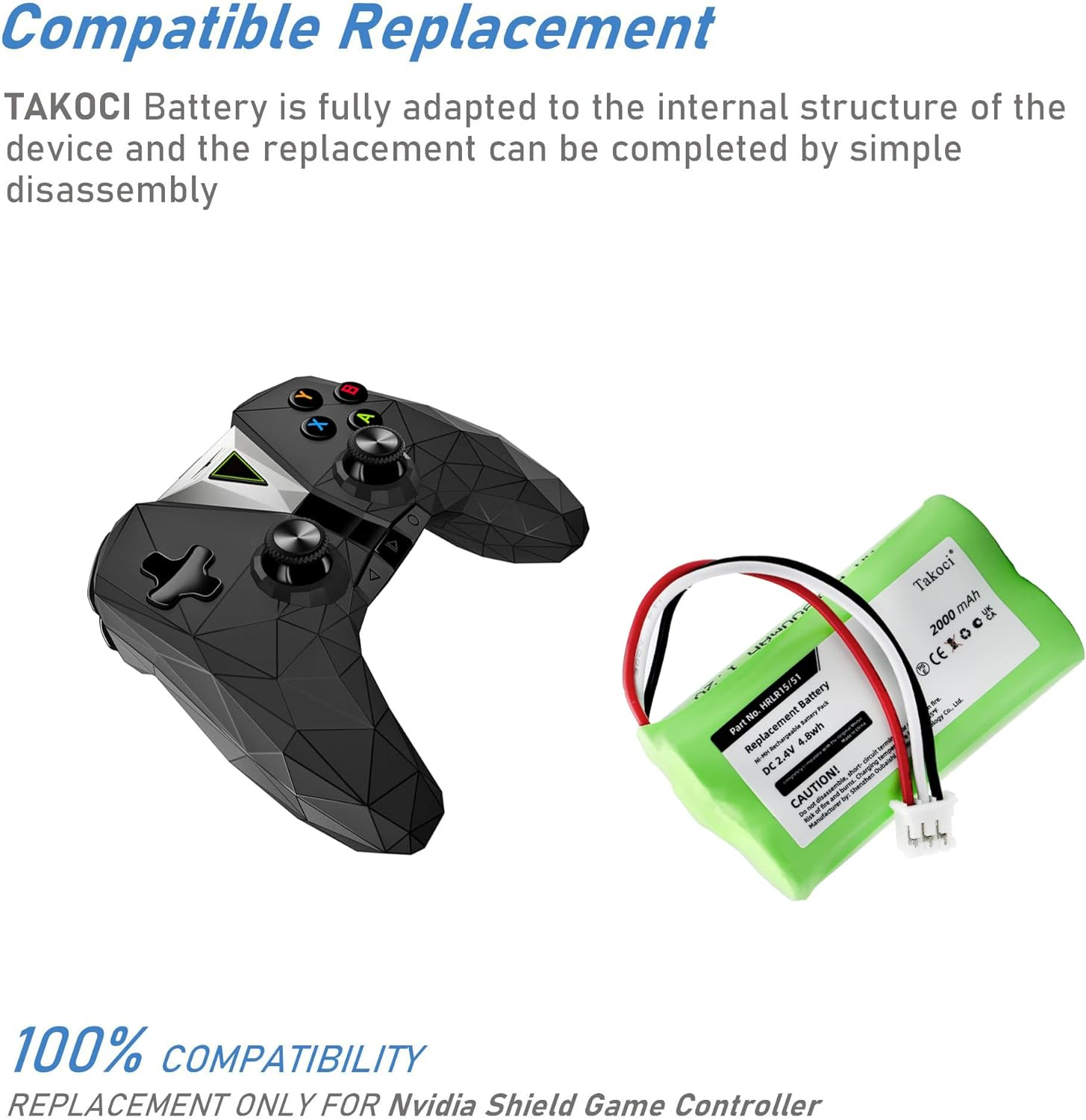 Replacement Battery for Nvidia Shield Game Controller Shield TV Game Controller P2920,HRLR15/51 Hfr-50Aajy1900X2(B) 2000Mah image number 2