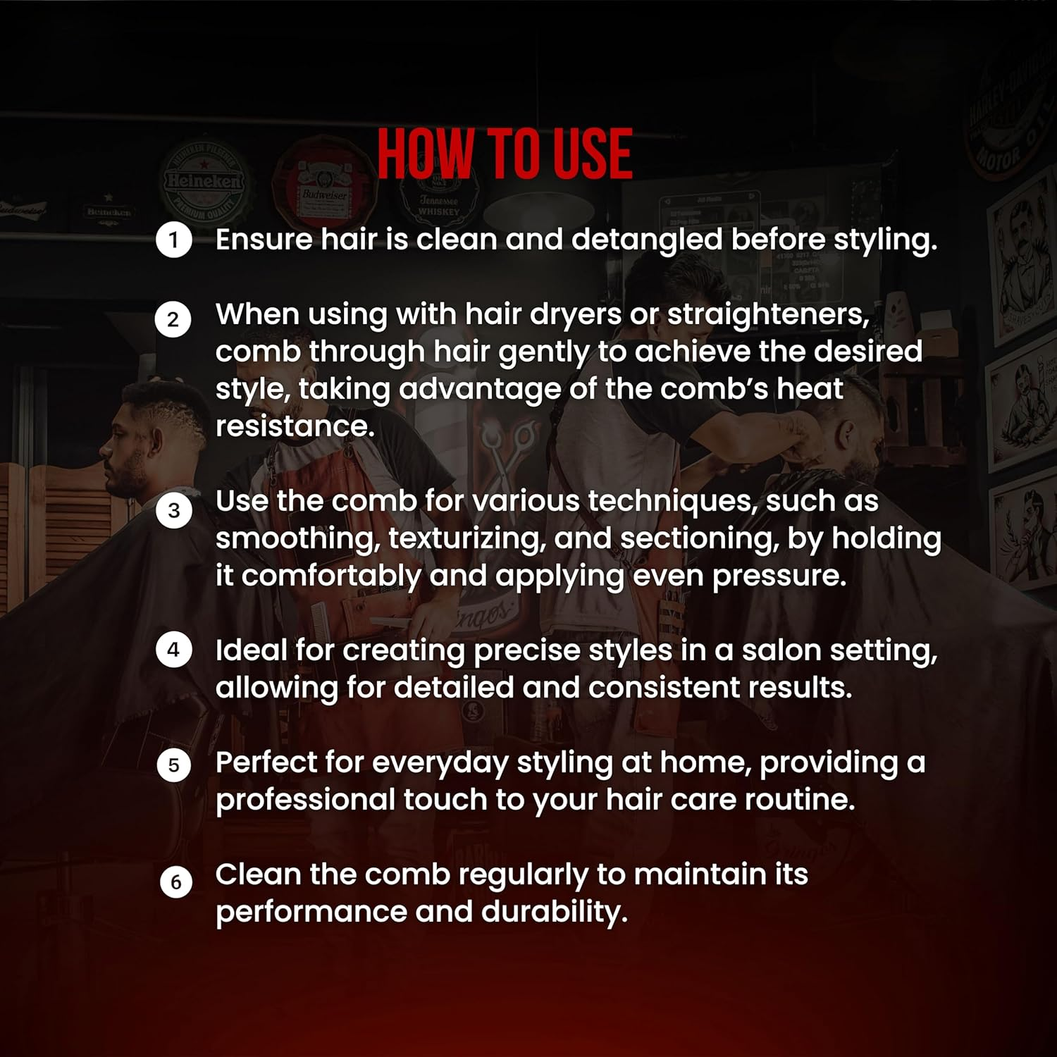 The Shave Factory Heat Resistant Black Combs - Essential for Professional Hair Care - Made of Durable Material (Black 055) image number 1