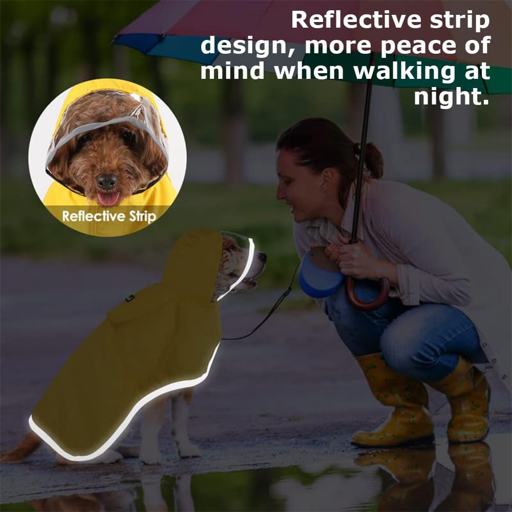 Adjustable Dog Raincoat with Hood, Waterproof Pet Rain Jacket with Reflective Strips, Lightweight & Safe Dog Poncho, Suitable for Pet Outdoor Walks image number 6