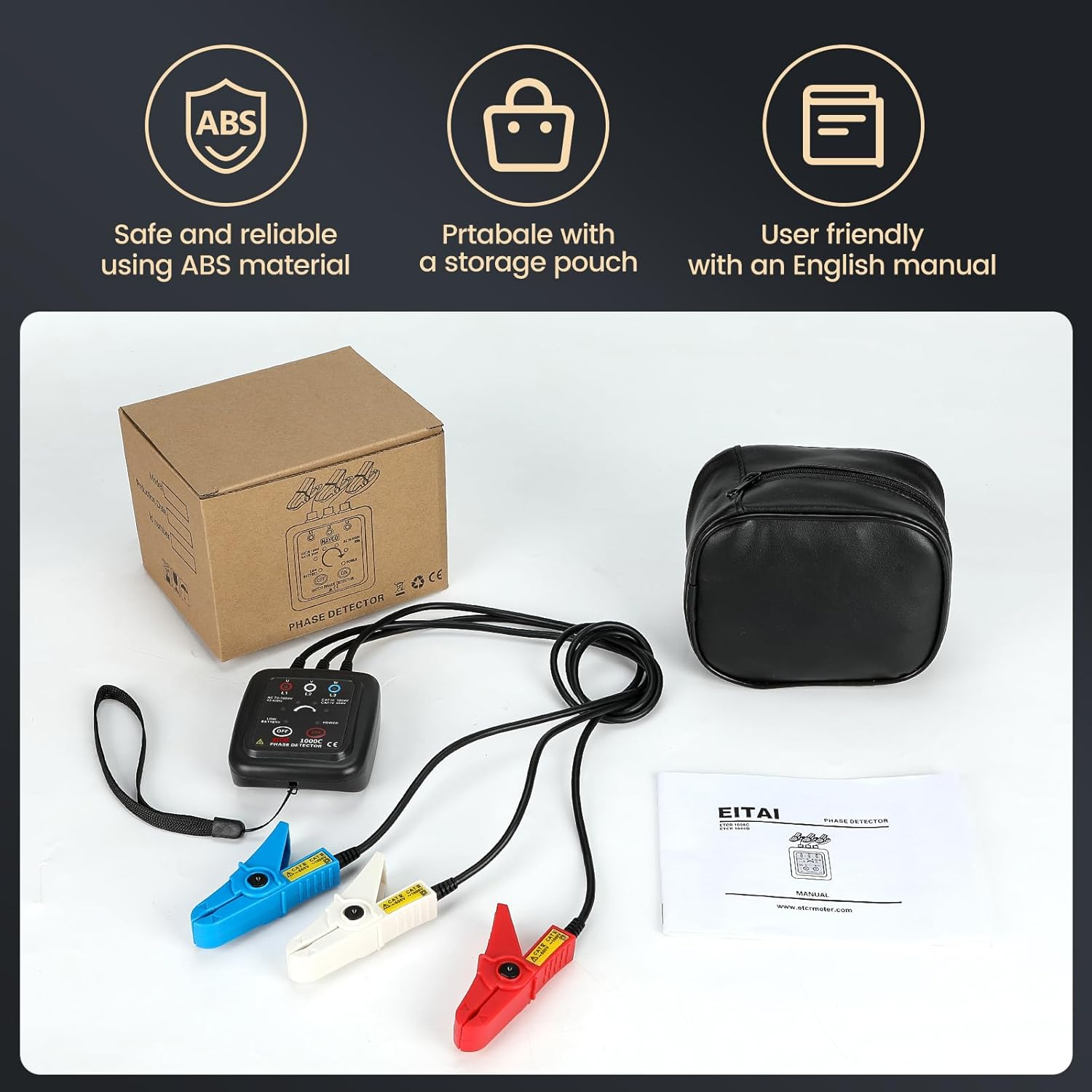 EITAI ETCR1000C Non-Contact Phase Sequence Tester, AC 70V-1000V, &Phi;0.6Inch/16Mm, Manufacturer Direct Sales, Phase Rotation Meter image number 5