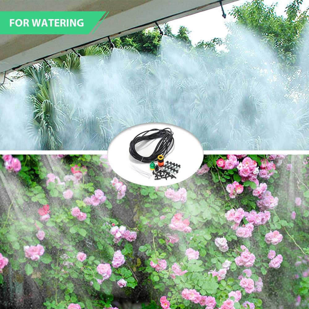 Tophomer Water Misting Kit, Mist Cooling System, Outdoor Garden Patio Greenhouse Micro Drip Irrigation Kit, 10M Misting Tube, 10Pcs Mist Nozzles image number 3