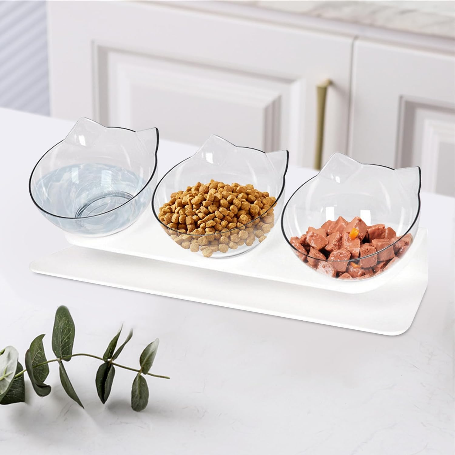 Cat Feeding Bowl, Cat Bowls, 15&deg; Tilting, Cat Feeding Bowl, Raised Cat Bowl, Feeding Bowl for Cat, 3-In-1 Cat Bowl, Dog Bowl, Anti-Vomiting Feeding Bowl, Cat Feeding Station Cats