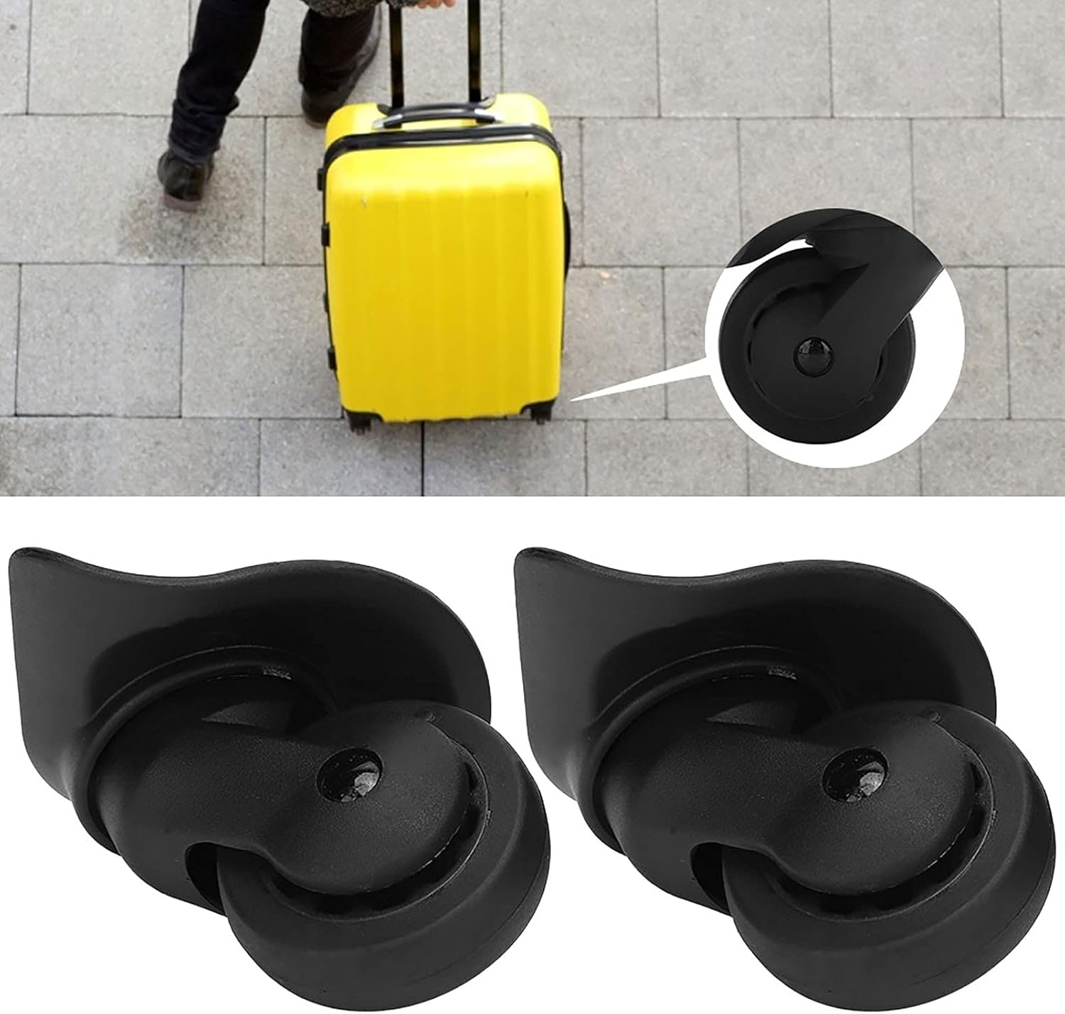 2 Pcs Luggage Suitcase Wheels, Luggage Wheels Replacement,A52 Mute Single Row Wheel Universal Suitcase Luggage Replacement Wheel Casters Outdoor with Multiple Screws image number 3