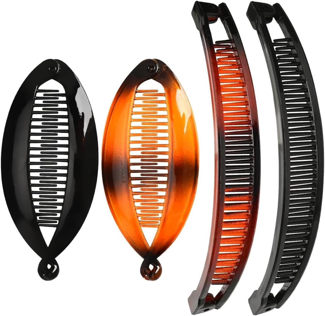 4 Pcs Vintage Banana Hair Clips No Slip Fishtail Hair Clip Combs French Double Comb Banana Clip Set Classic Clincher Combs Ponytail Holder Hair Accessories for Women Girls Long Curly or Straight Hair