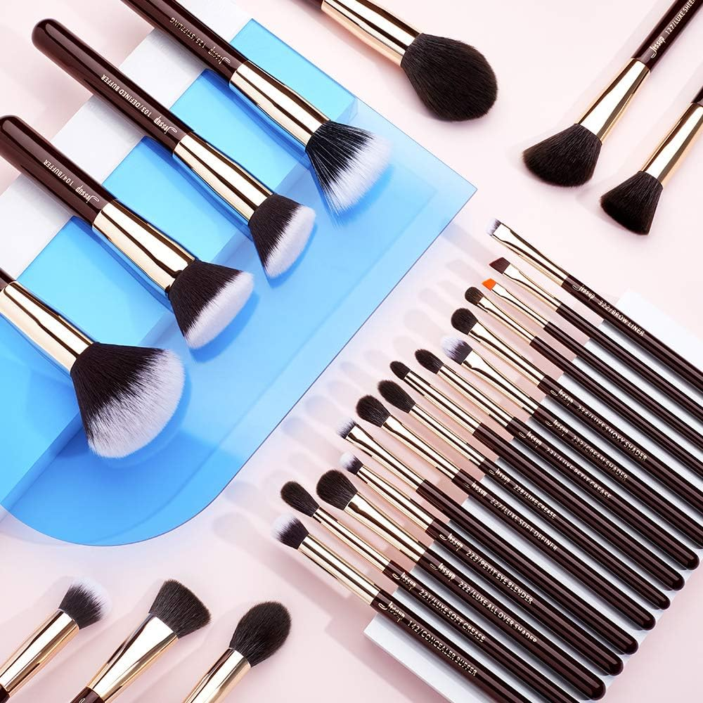 Jessup Makeup Brushes Set Professional, 25PCS Premium Natural Powder Foundation Eyeshadow Blending Concealer Blush Highlight Labeled Brushes, T280