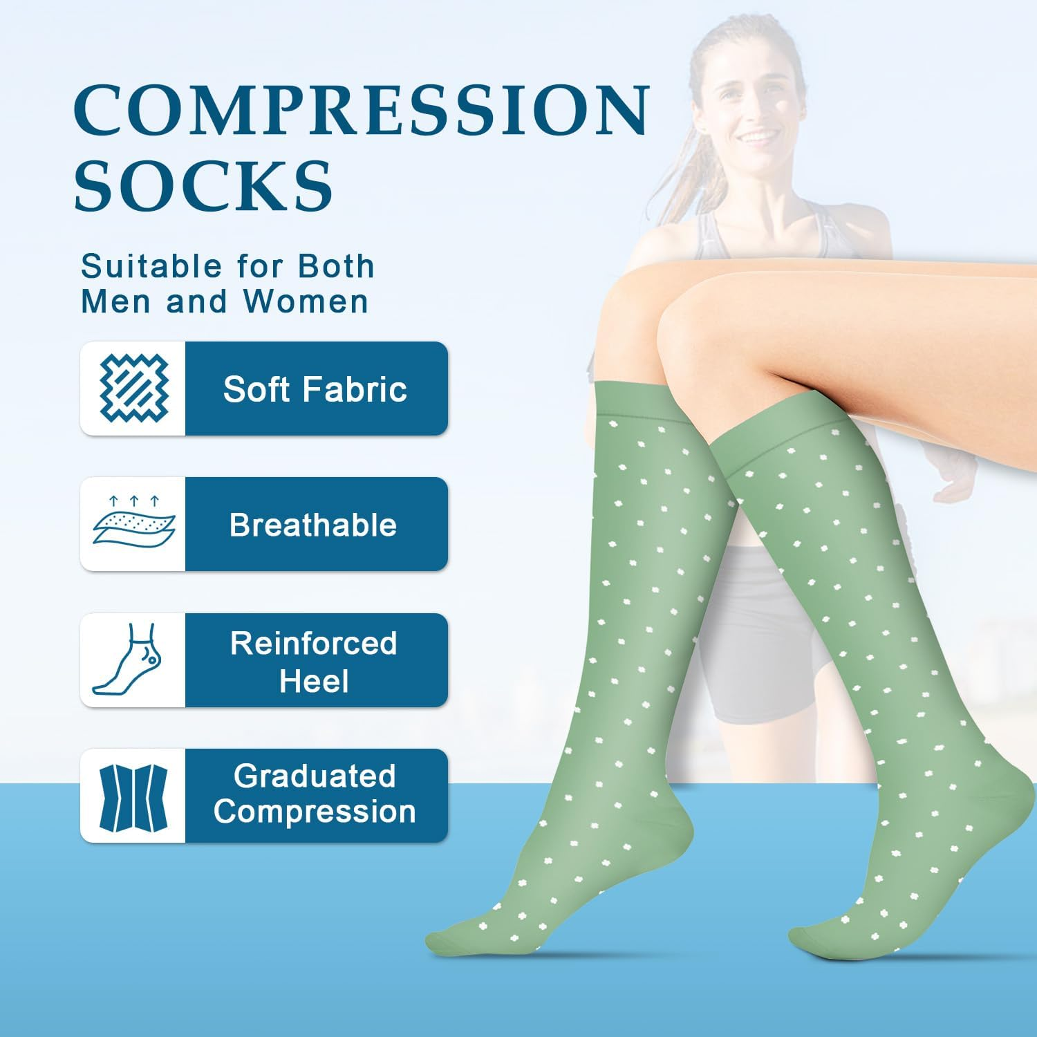8 Pairs Compression Socks for Women & Men 15-20 Mmhg Compression Stockings for Blood Circulation,Support Socks for Running,Nurses,Athletic,Hiking,Flight,Travel,Pregnancy image number 4