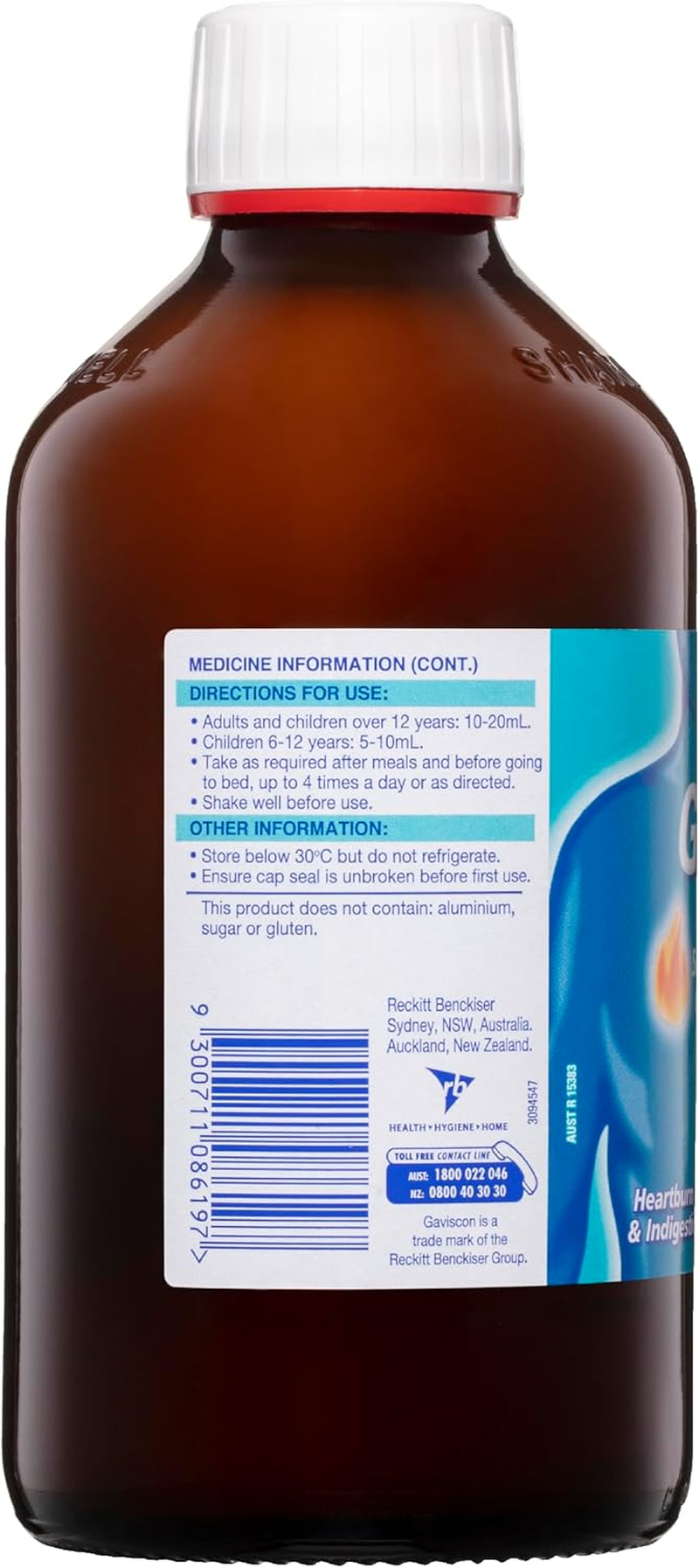 Gaviscon Core Aniseed Liquid Heartburn and Indigestion Relief, 600Ml image number 2
