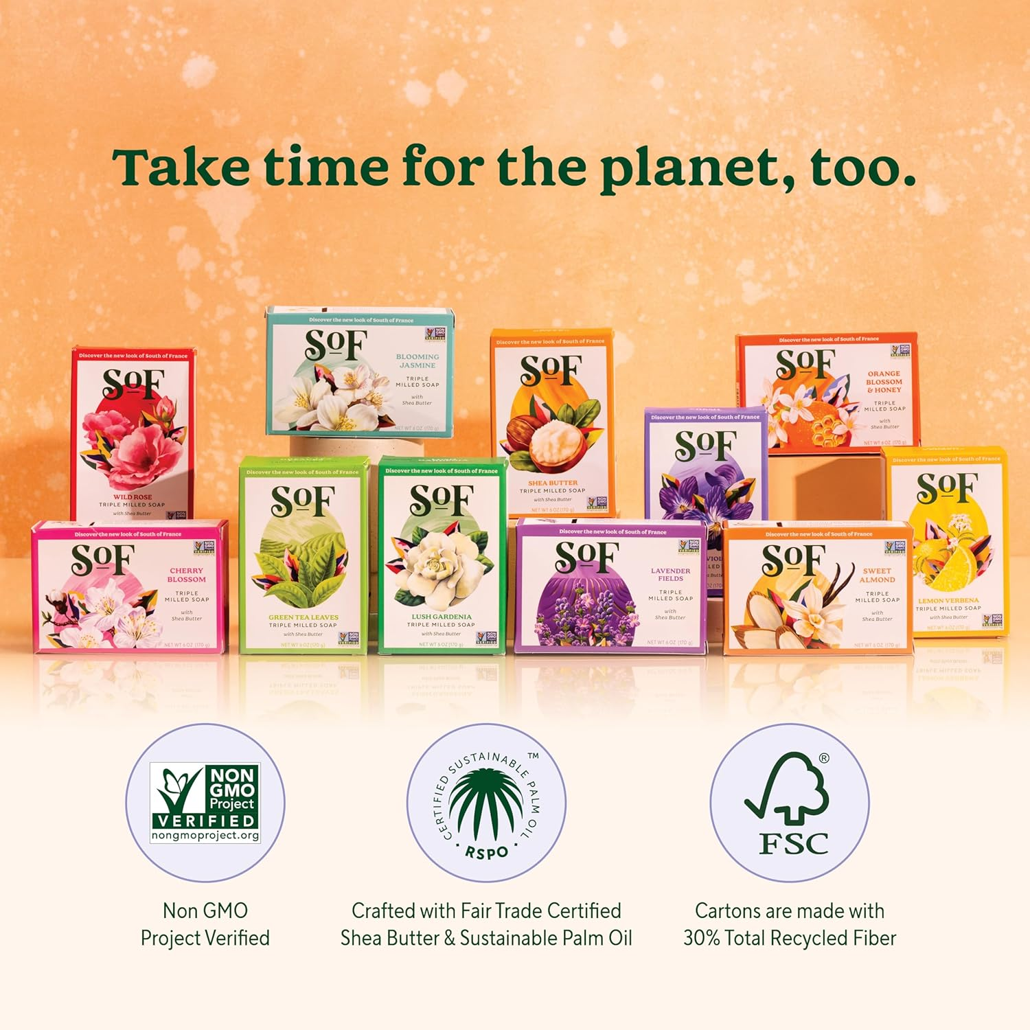 South of France - French Milled Vegetable Bar Soap Violet Bouquet - 6 Oz.