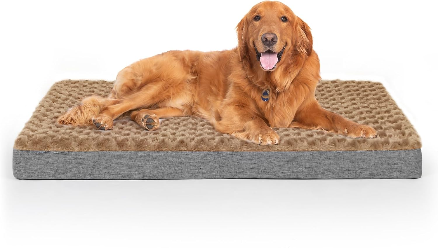 Sicilaien Dog Beds for Medium Large Dogs, Dog Crate Bed Washable Dog Bed Pad with Removeable Cover Faux Fur Surface, Orthopedic Pet Beds Dog Mattress Mat for Dogs up to 24KG, Grey, Large image number 2