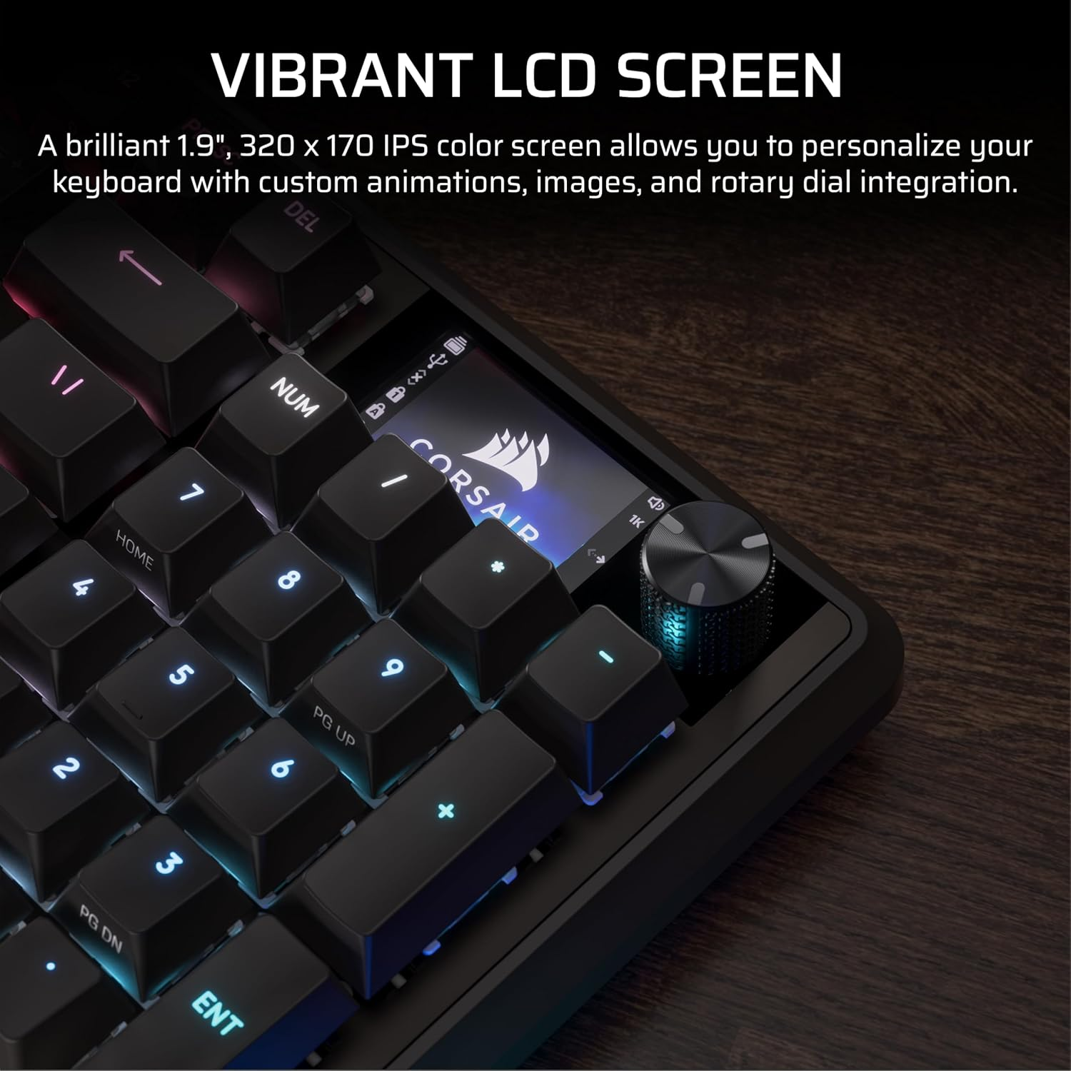 CORSAIR Vanguard 96 Wired Mechanical Gaming Keyboard &ndash; 96% Layout, MLX Fusion Tactile Switches, 8000Hz Polling, LCD Display, Virtual Stream Deck, G-Keys, SOCD Flashtap, QWERTY US &ndash; Black image number 4