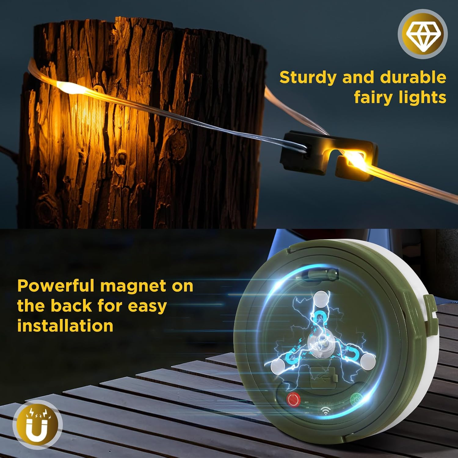 Camping String Lights, 10M Outdoor String Lights with Remote, USB Rechargeable Portable Camping Lights with 8 Lighting Modes for Garden Party Decorations Outdoor image number 6