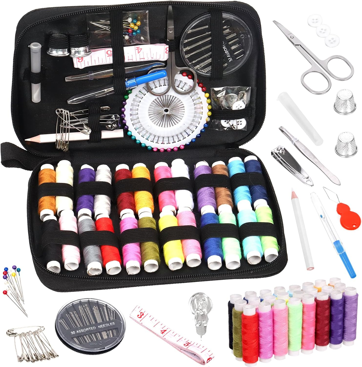 Rustark 98Pcs Sewing Kit with Portable Bag, Premium Sewing Supplies Kit Includes 14 Colors Sewing Threads and Accessories Kit for Home Traveler Emergency Sewing Repair image number 6
