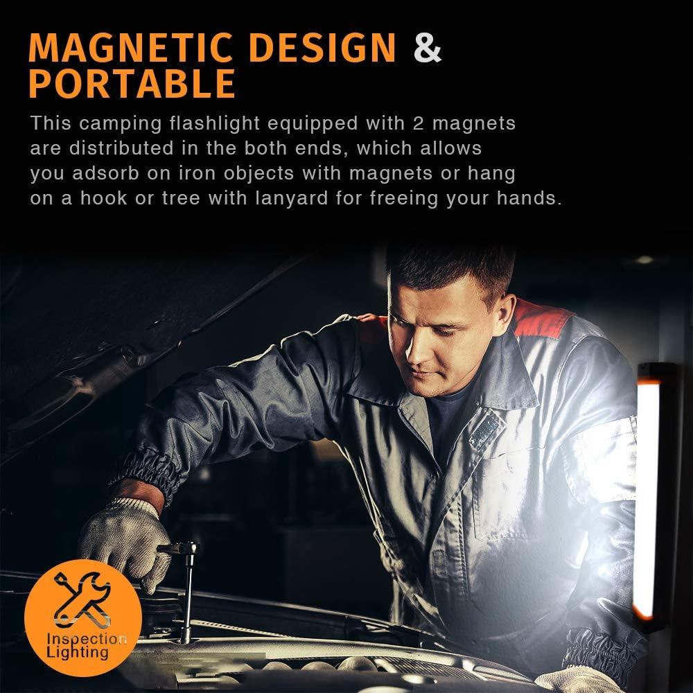 Camping Light, LETOUR Rechargeable Magnetic Light 4 Modes Tent Light USB Rechargeable Camping Lantern, 1200Mah 2000Lumens Power Bank Emergency Light for Outdoor Camping, Power Outage