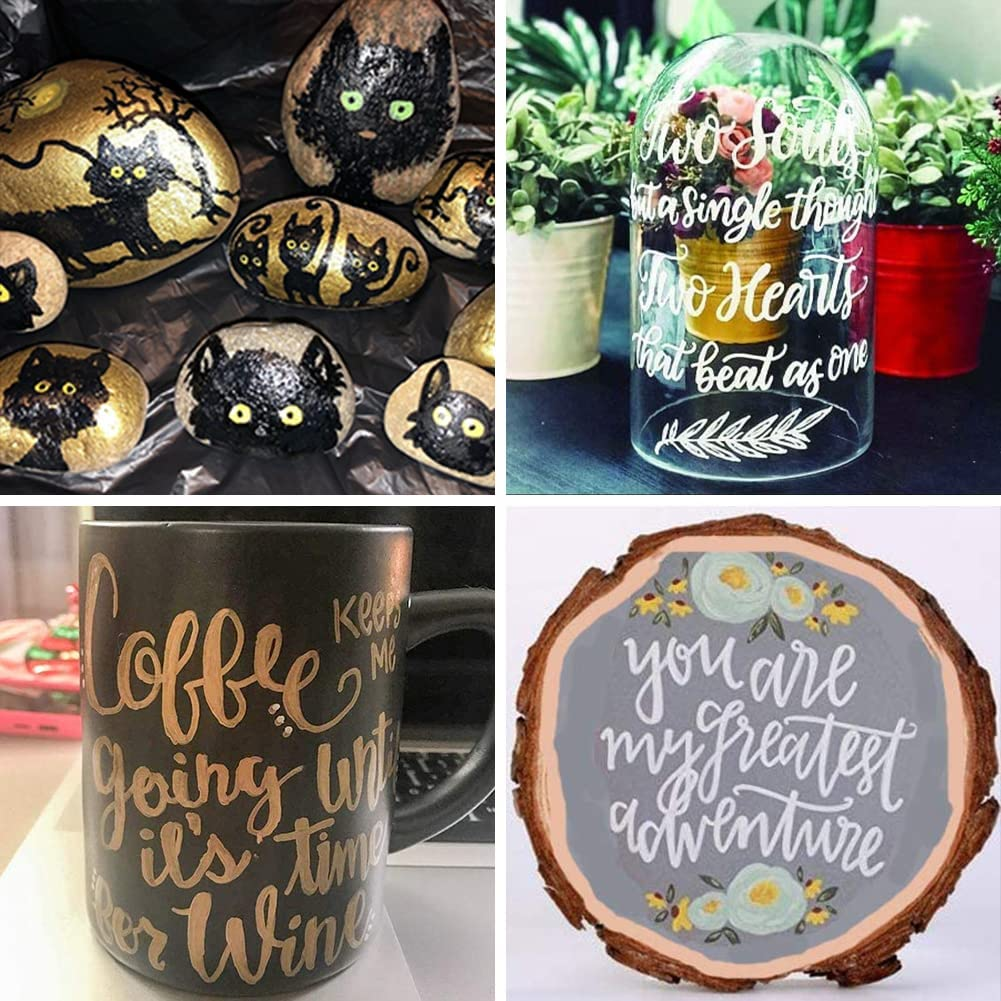 Overseas Permanent Paint Markers Pens - 3 Pack Blue Oil Based Paint Pens, Medium Tip, Quick Drying and Waterproof Marker Pen for Metal, Rock, Wood, Fabric, Plastic, Canvas, Mugs, Stone, Glass - Blue image number 4